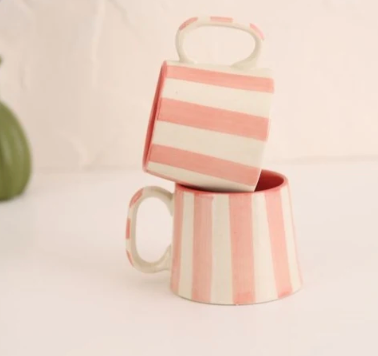 Ceramic Pink Stripe Coffee cup- 220ml-Home Decor-Happy on Main