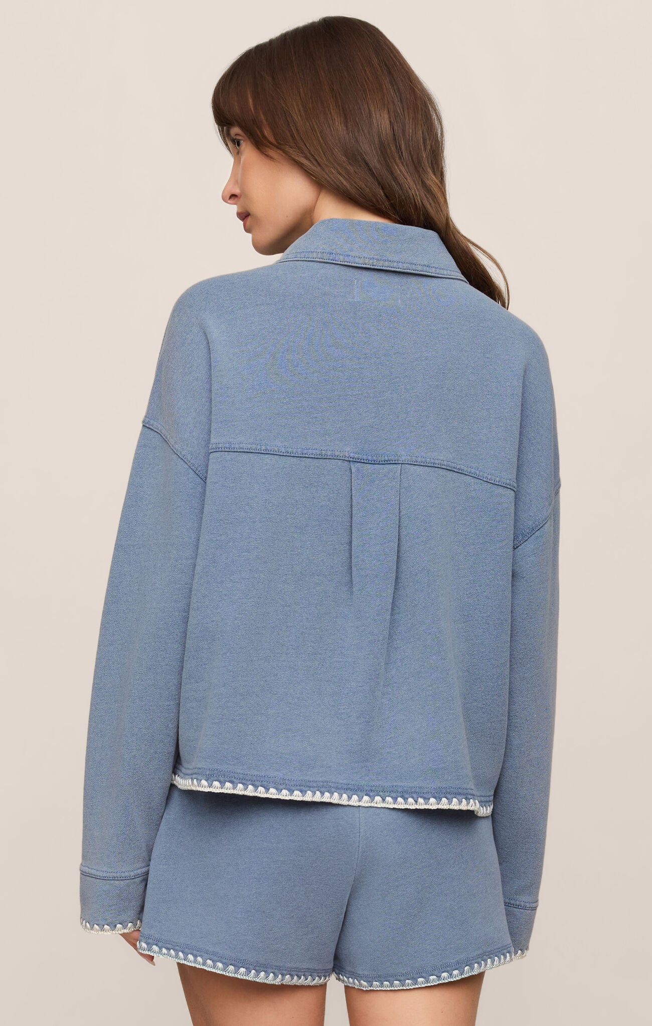 All Day Crop Whipstitch Jacket - Santorini Indigo-Z Supply-Happy on Main