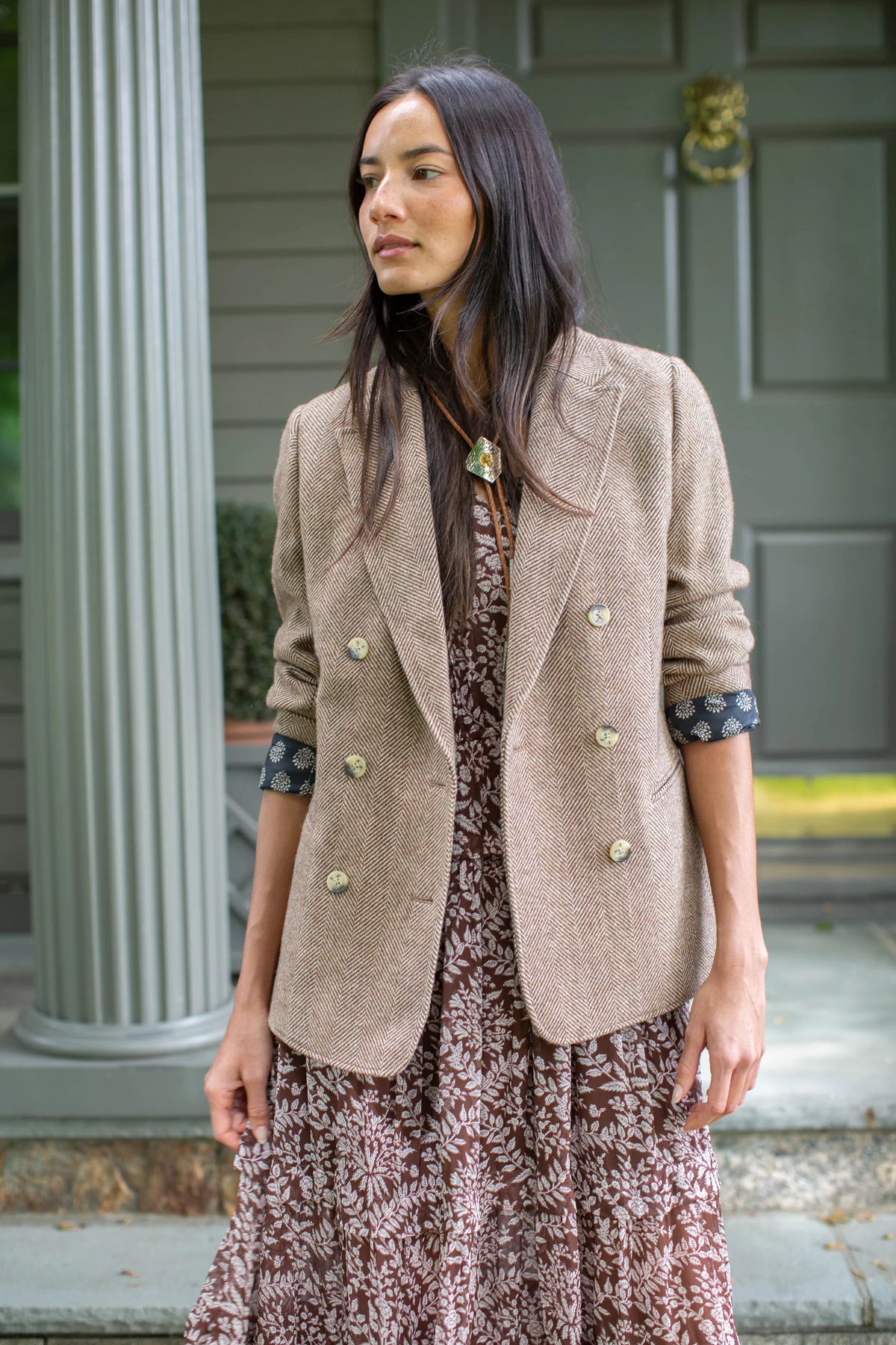 Hacking Jacket - Chestnut Herringbone-Marea-Happy on Main