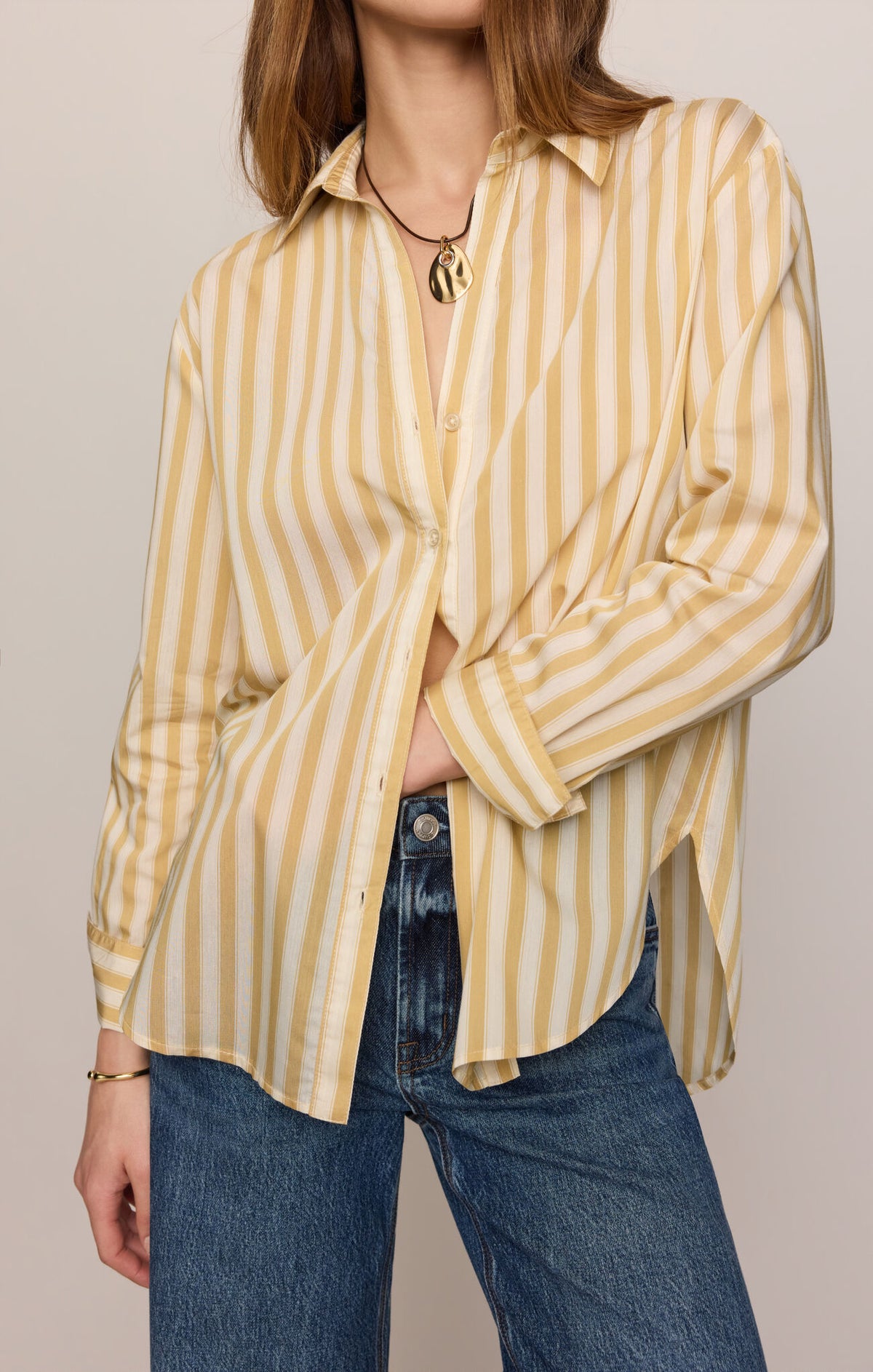 Golden Haven Stripe Button Up - Golden Sage-Z Supply-Happy on Main