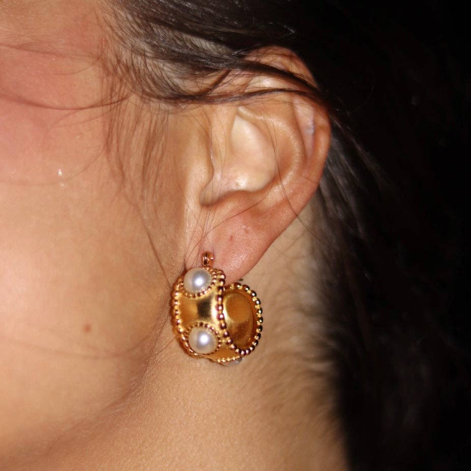Adele Pearl Hoop Earrings-Everyday Jewelry-Happy on Main