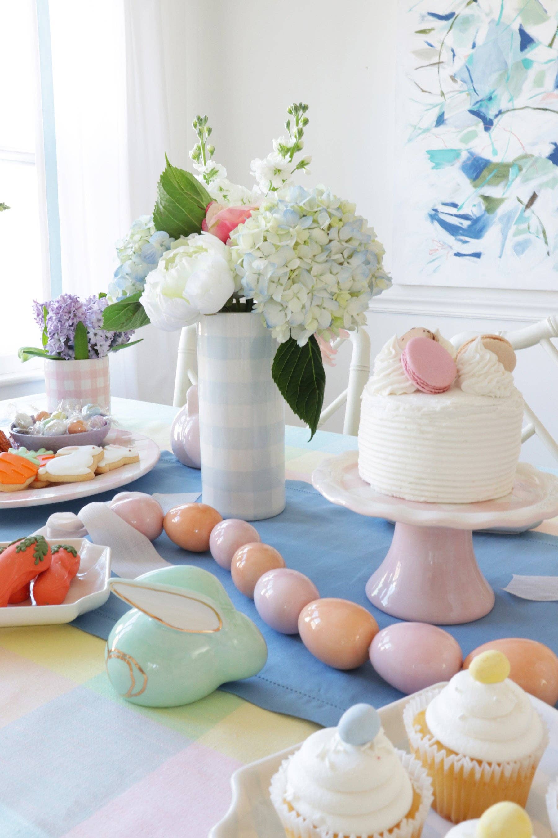 Gingham Column Vase-Home Decor-Happy on Main
