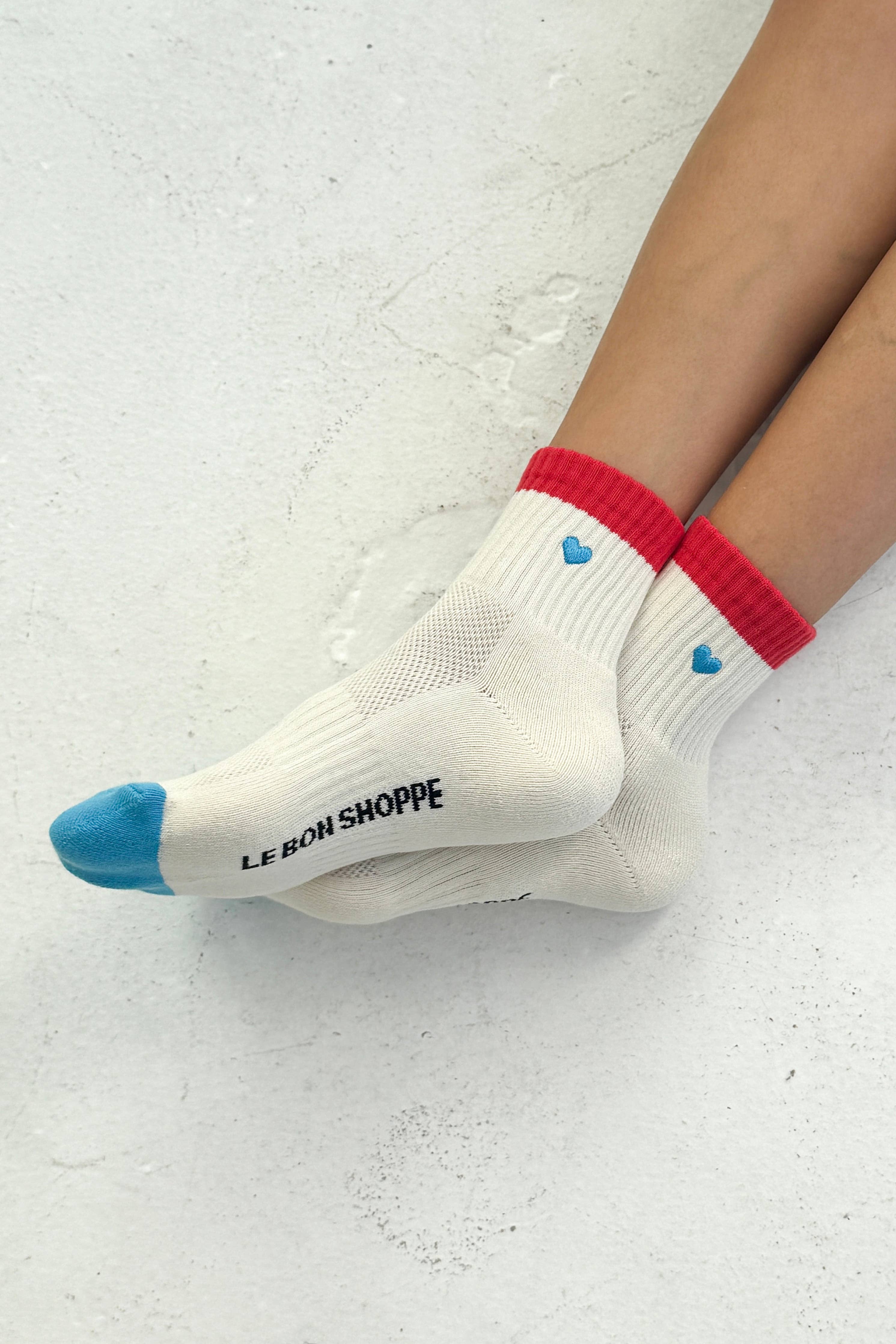Embroidered Color Block Girlfriend Socks (wholesale)-Le Bon Shoppe-Happy on Main