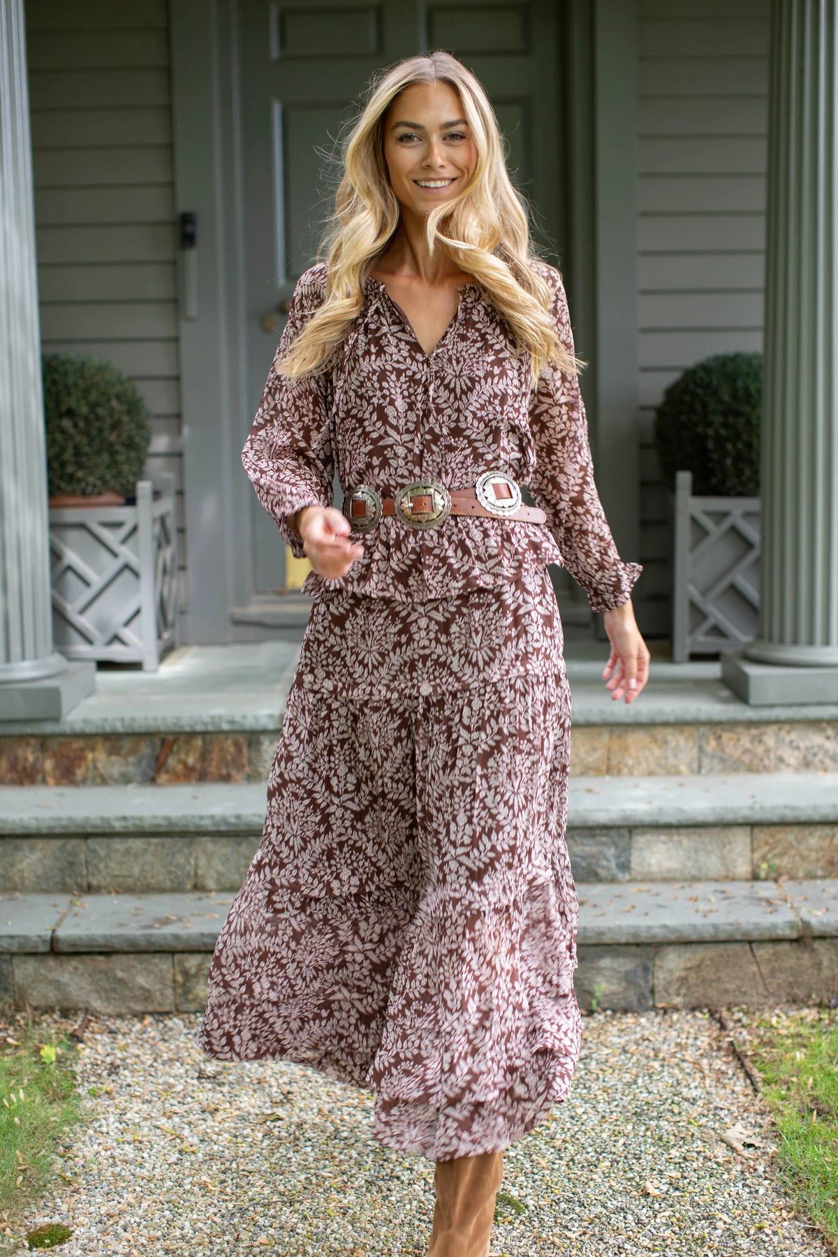 Audra Top - Chocolate Lace Floral-Marea-Happy on Main