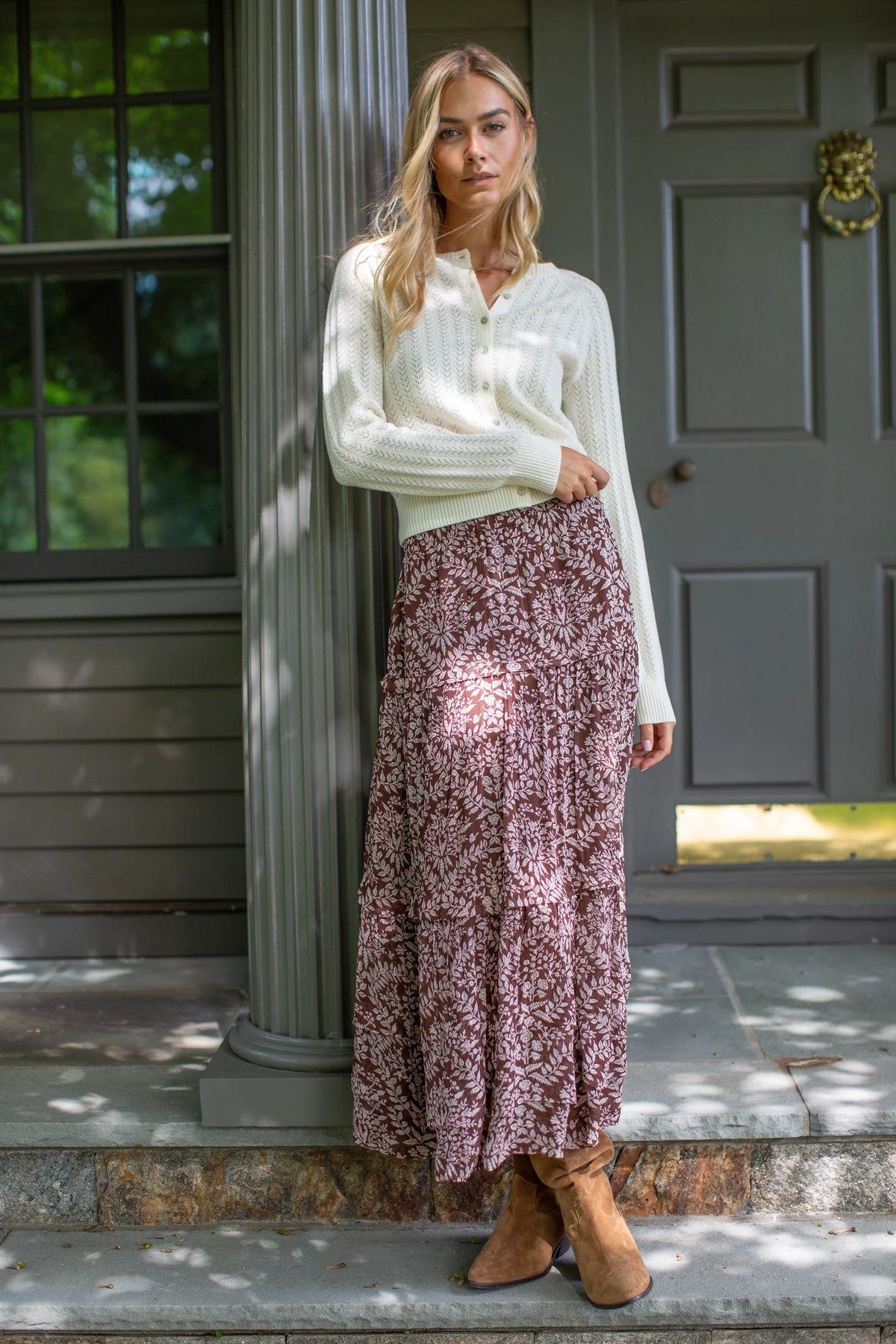Brooklyn Skirt - Chocolate Lace Floral-Marea-Happy on Main