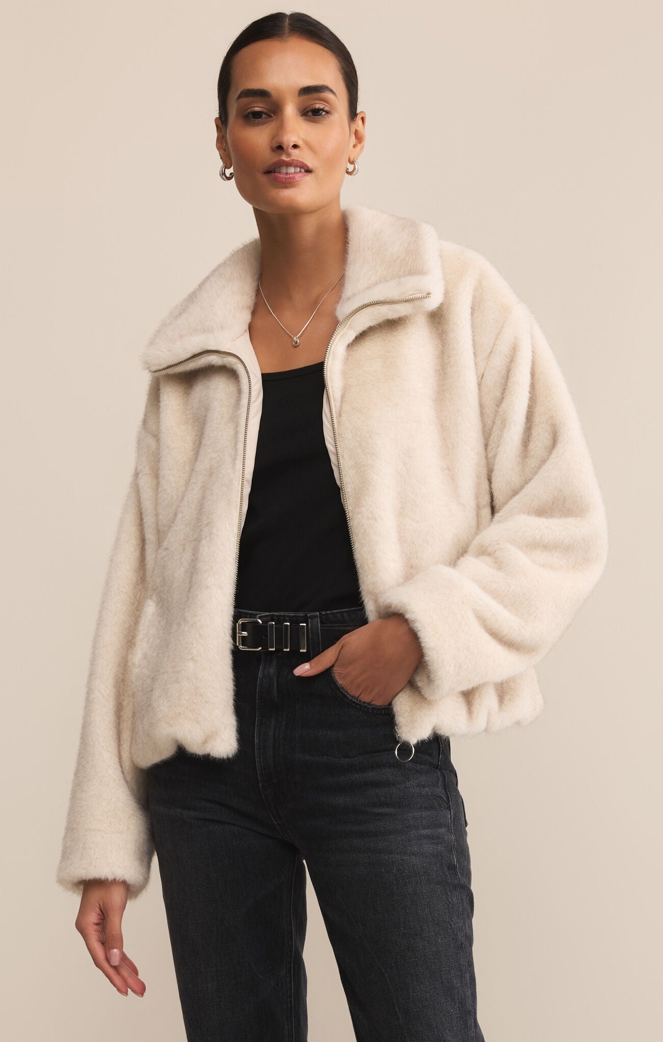 Amethyst Faux Fur Jacket-Outerwear-Happy on Main