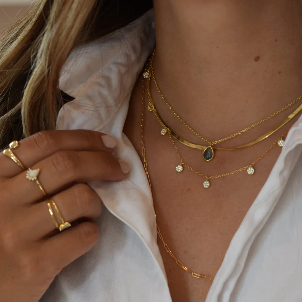 Cora Pave Coin Necklace-Everyday Jewelry-Happy on Main