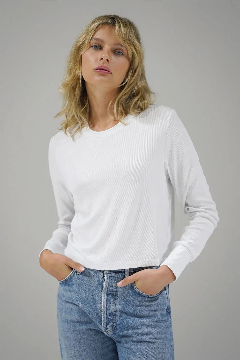 Long Sleeve Ribbed Crew-Casual Tops-Happy on Main