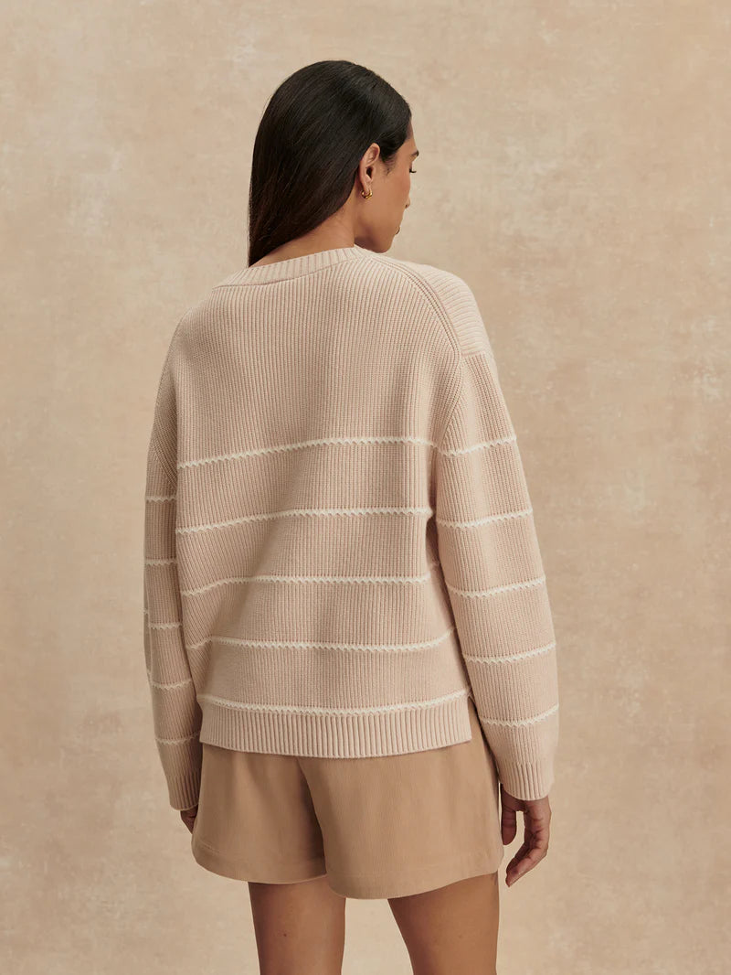 Meryl Stripe Knit Sweater - Oat Milk-Varley-Happy on Main