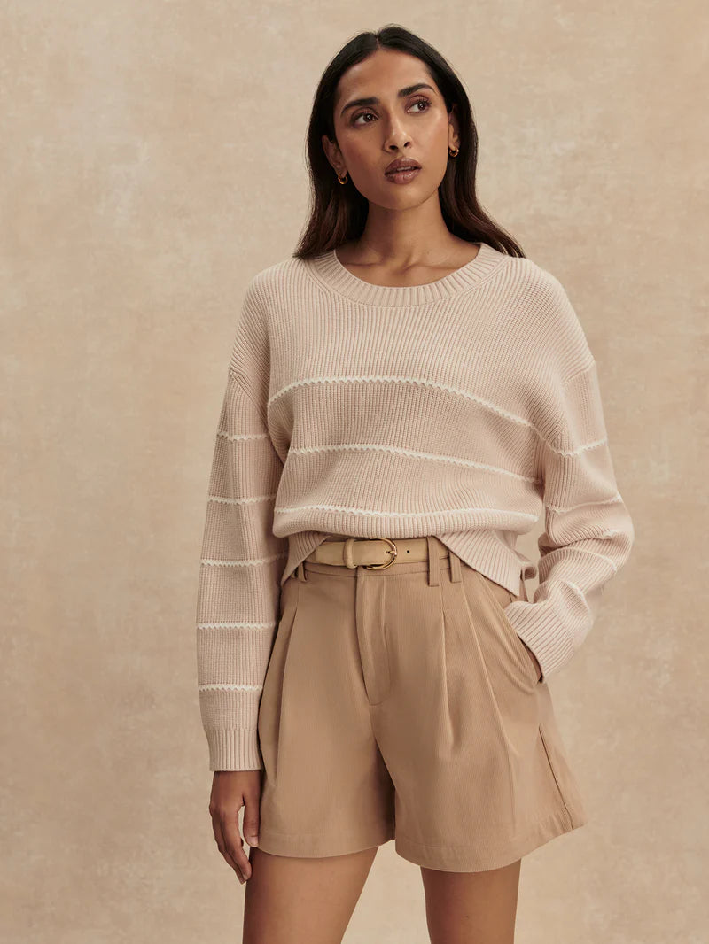 Meryl Stripe Knit Sweater - Oat Milk-Varley-Happy on Main