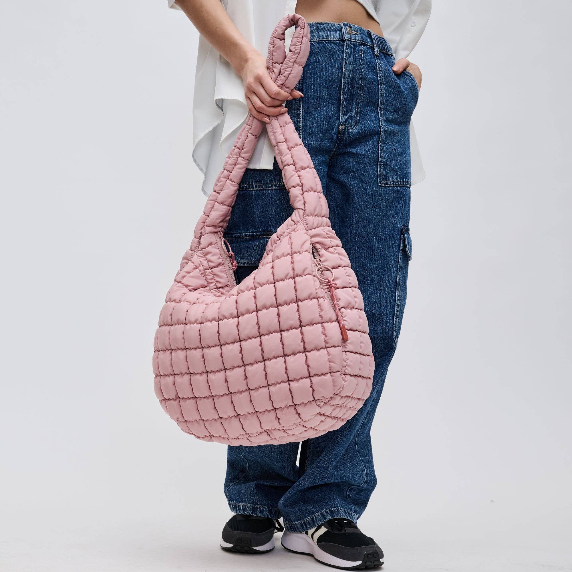 Revive - Quilted Puffer Nylon Hobo-Handbags-Happy on Main