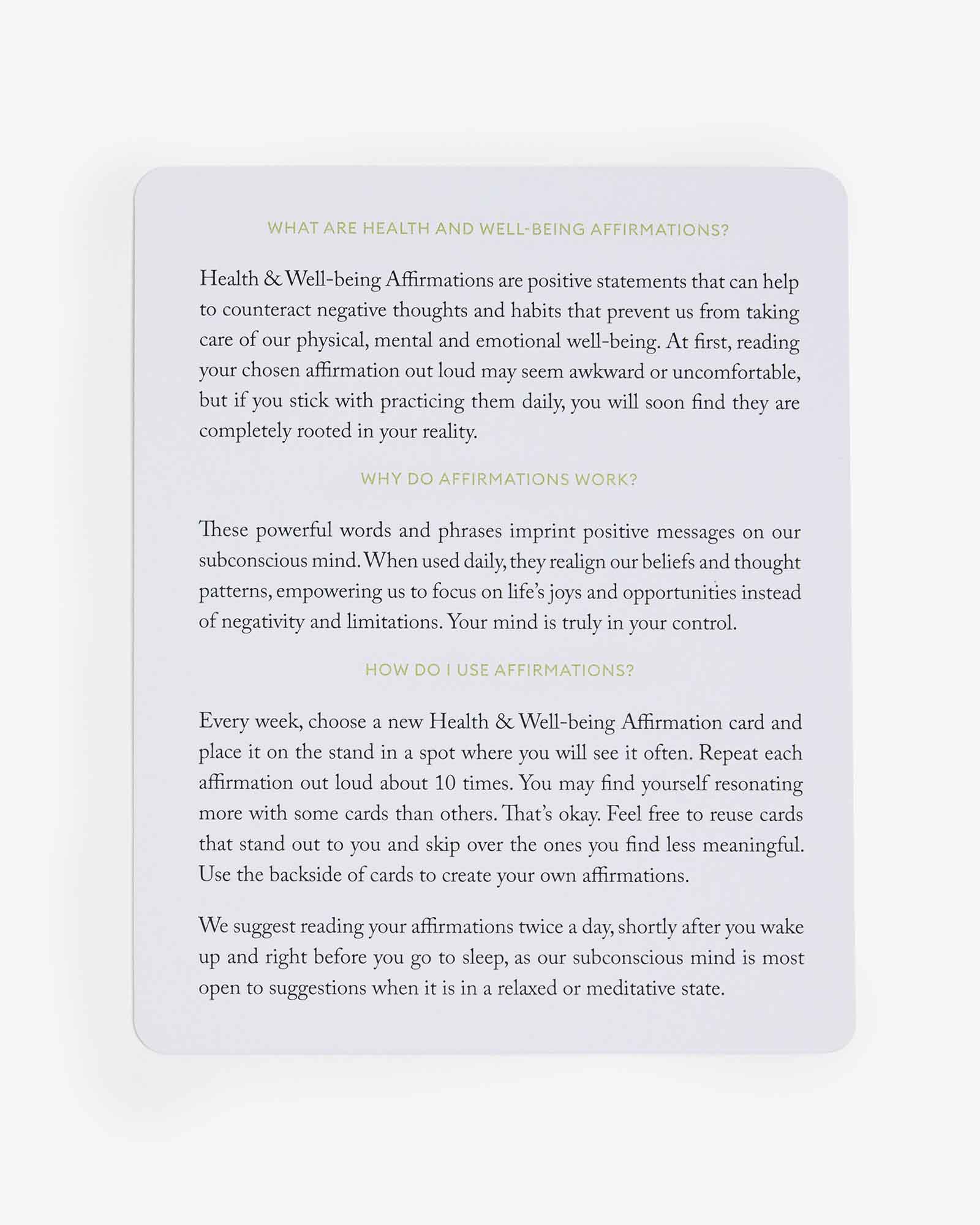 Mindful Affirmations Health & Wellbeing, Display Cards Gift-Intelligent Change-Happy on Main