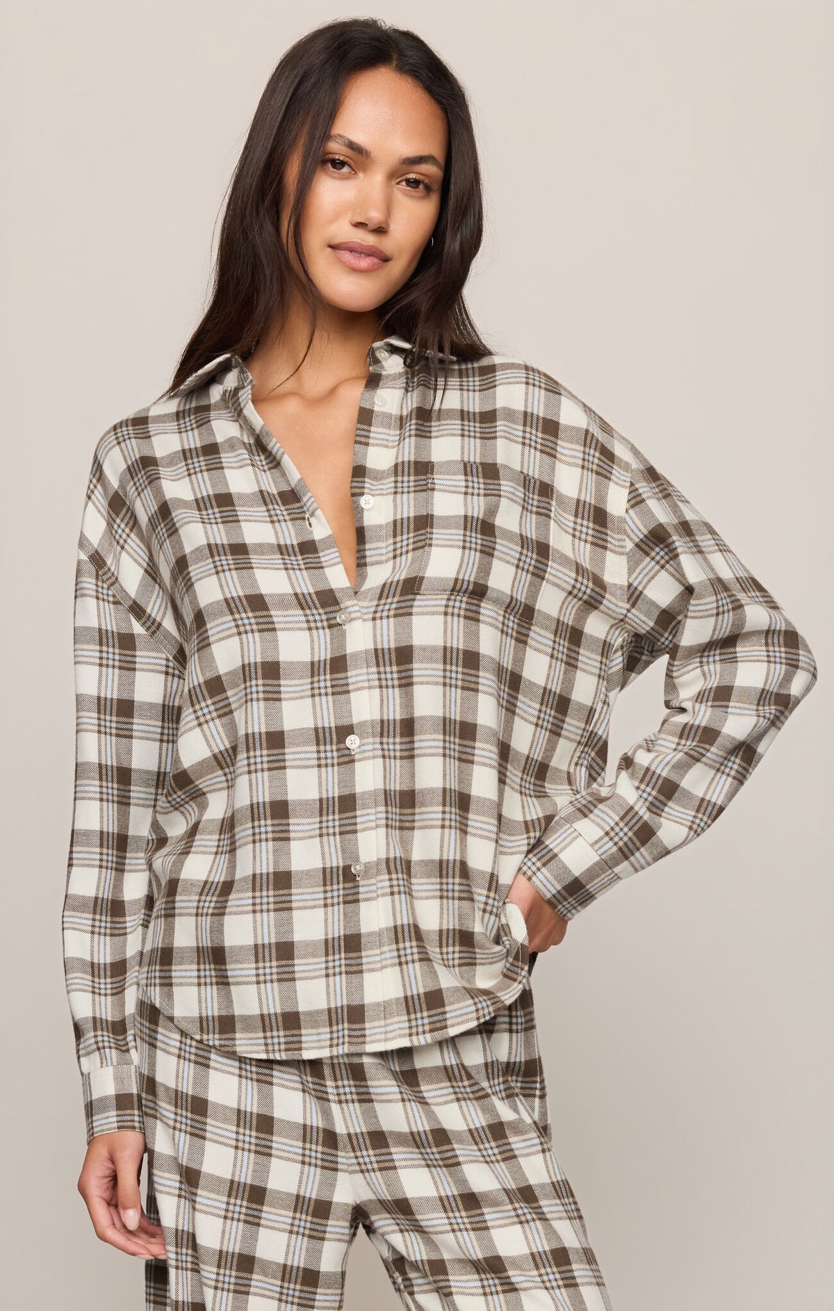 River Plaid Button Up - Cocoa Bean-Z Supply-Happy on Main