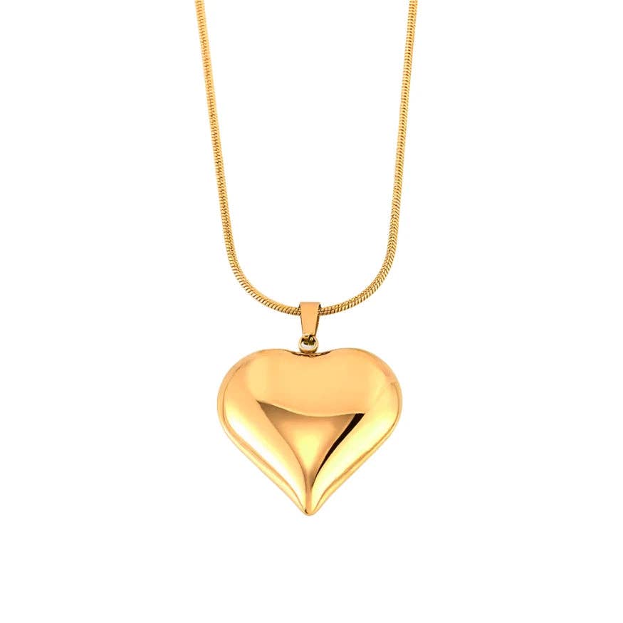 Daphne Puffy Heart Necklace-Everyday Jewelry-Happy on Main