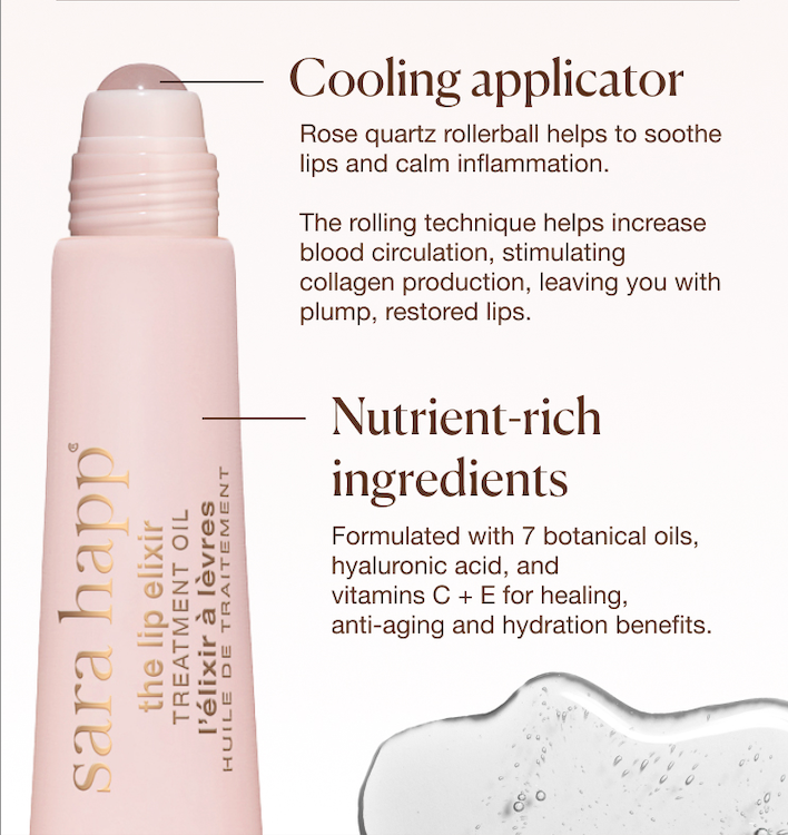 The Lip Elixir - Treatment Oil with Rose Quartz Rollerball-Sara Happ-Happy on Main