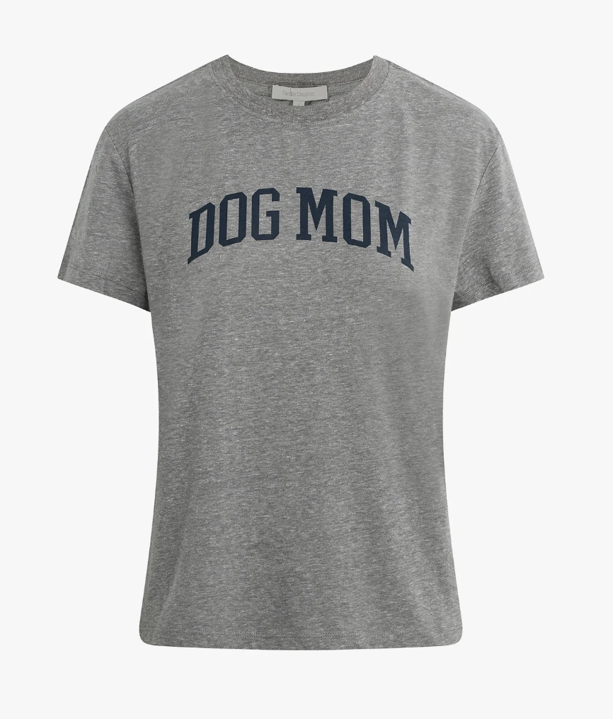 The Dog Mom Tee - Heather Grey/Navy-Favorite Daughter-Happy on Main