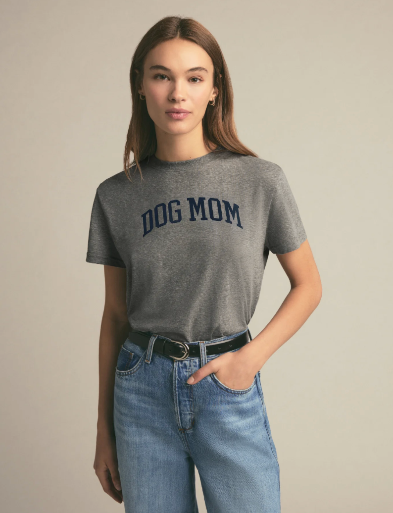 The Dog Mom Tee - Heather Grey/Navy-Favorite Daughter-Happy on Main