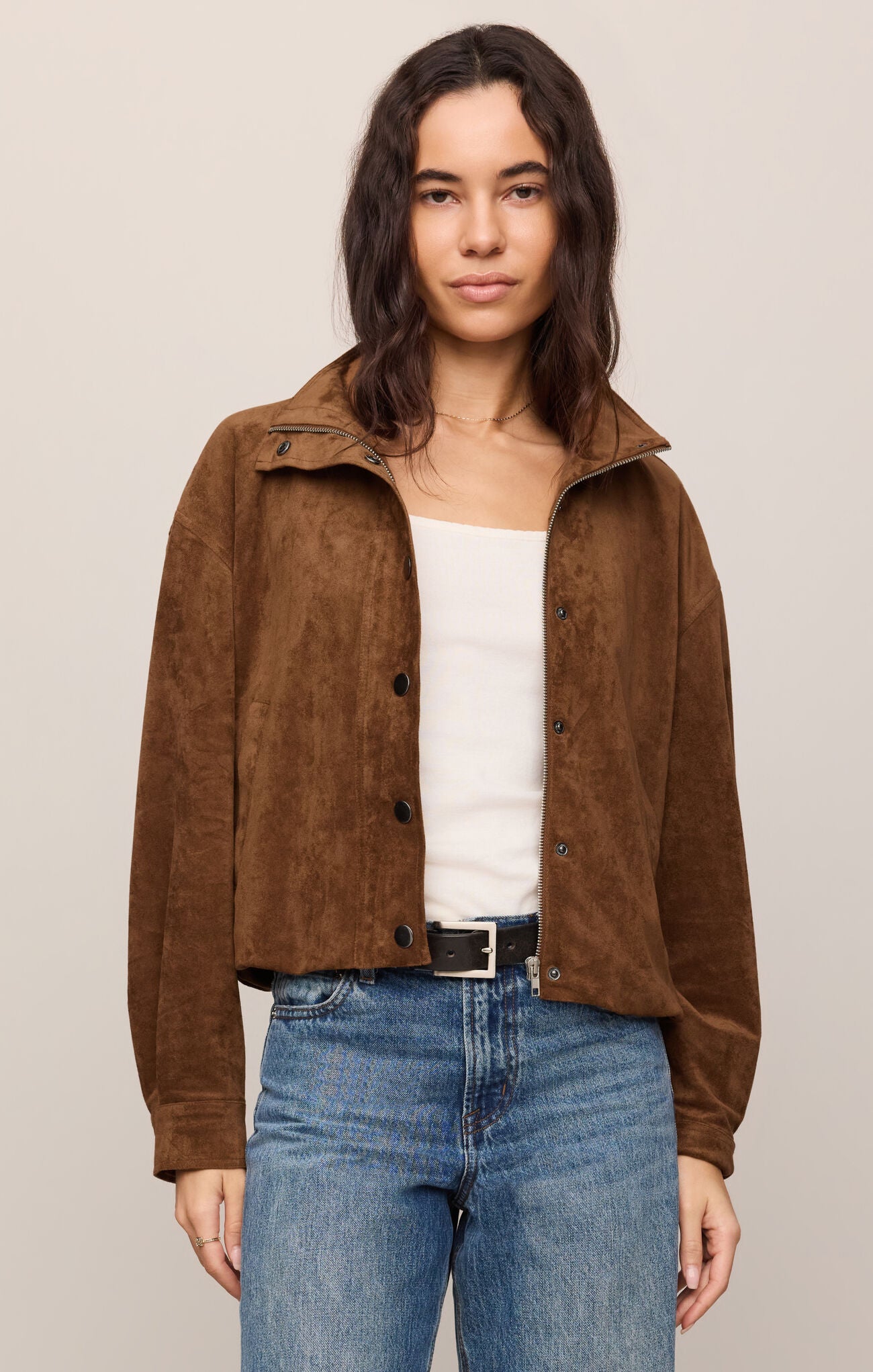 Corin Bubble Hem Jacket - Saddle Suede-Z Supply-Happy on Main