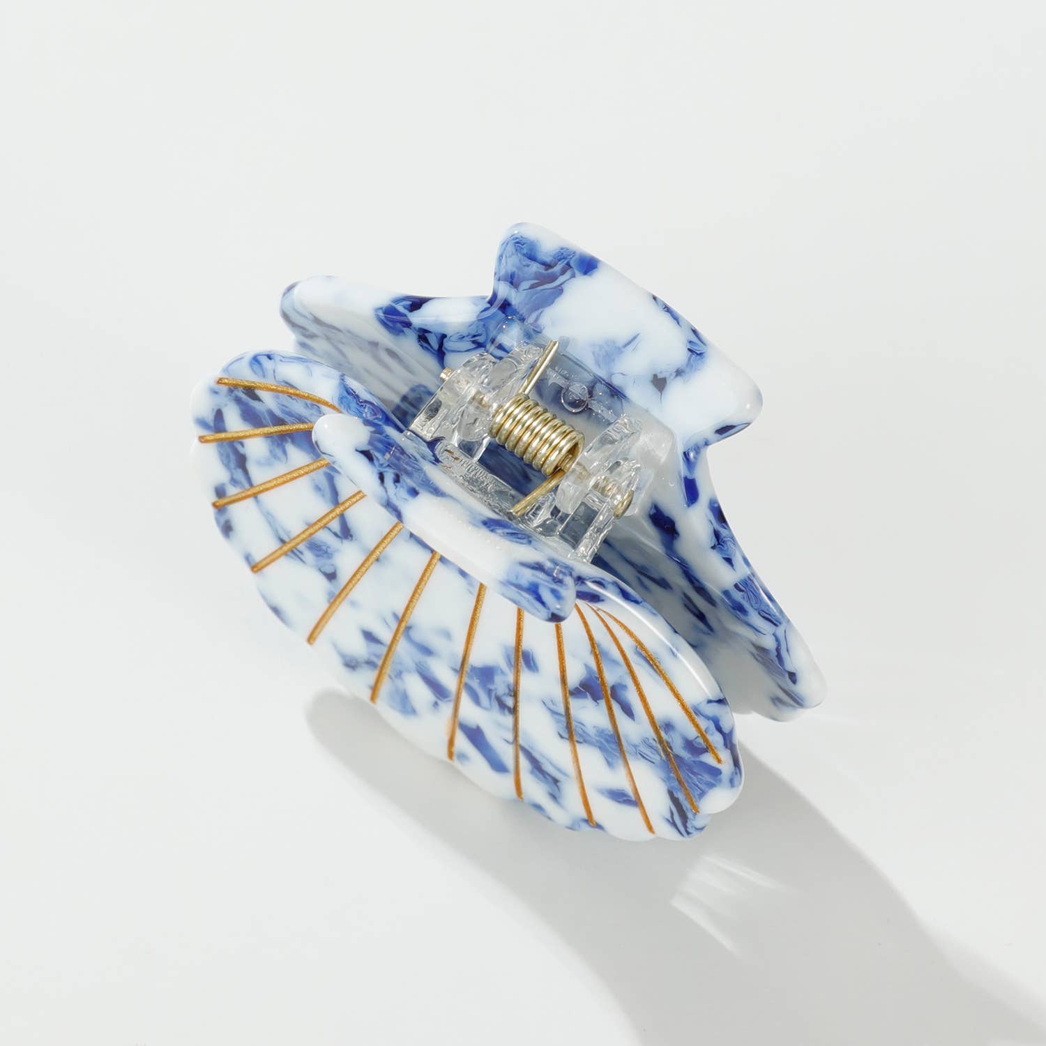 Coastal Blue Seashell | Gold Painted Seashell Claw Clip-Misc Accessories-Happy on Main