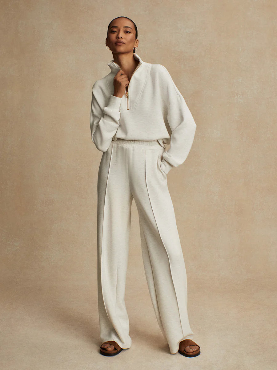 The Wide Leg Pant 30 - Ivory Marl-Varley-Happy on Main