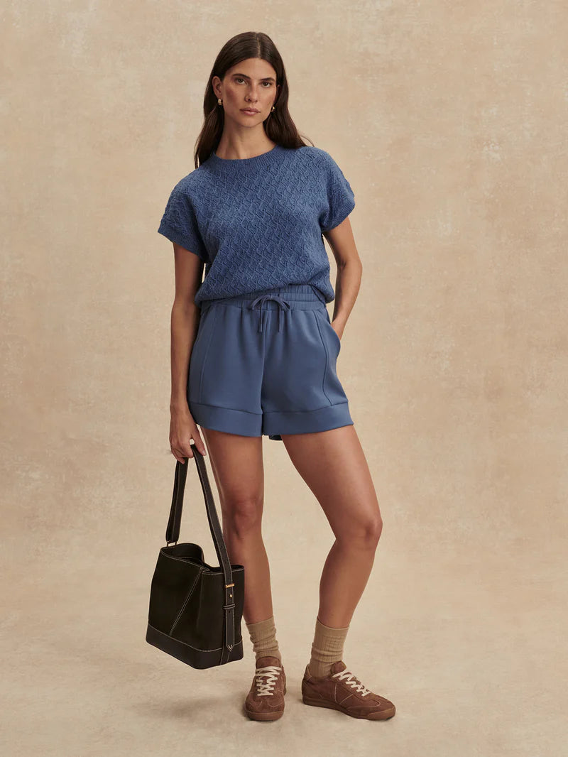 Manae Pointelle Knit Top - Bijou Blue-Varley-Happy on Main