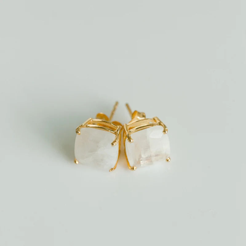 Emmy Studs - Rainbow Moonstone-Elli Parr-Happy on Main