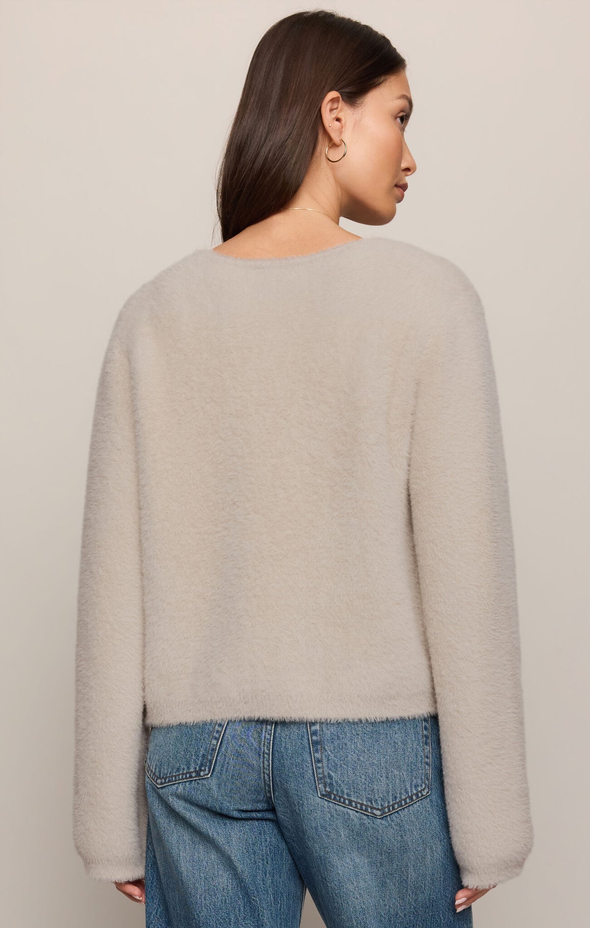 Winterglow Fluffy Cardigan - Frosted Pearl-Z Supply-Happy on Main