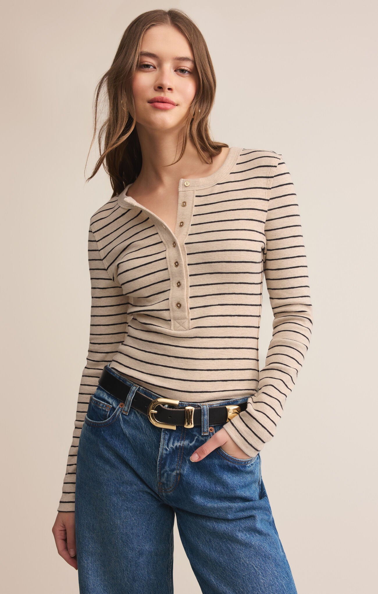 Eve Stripe Henley LS-Casual Tops-Happy on Main