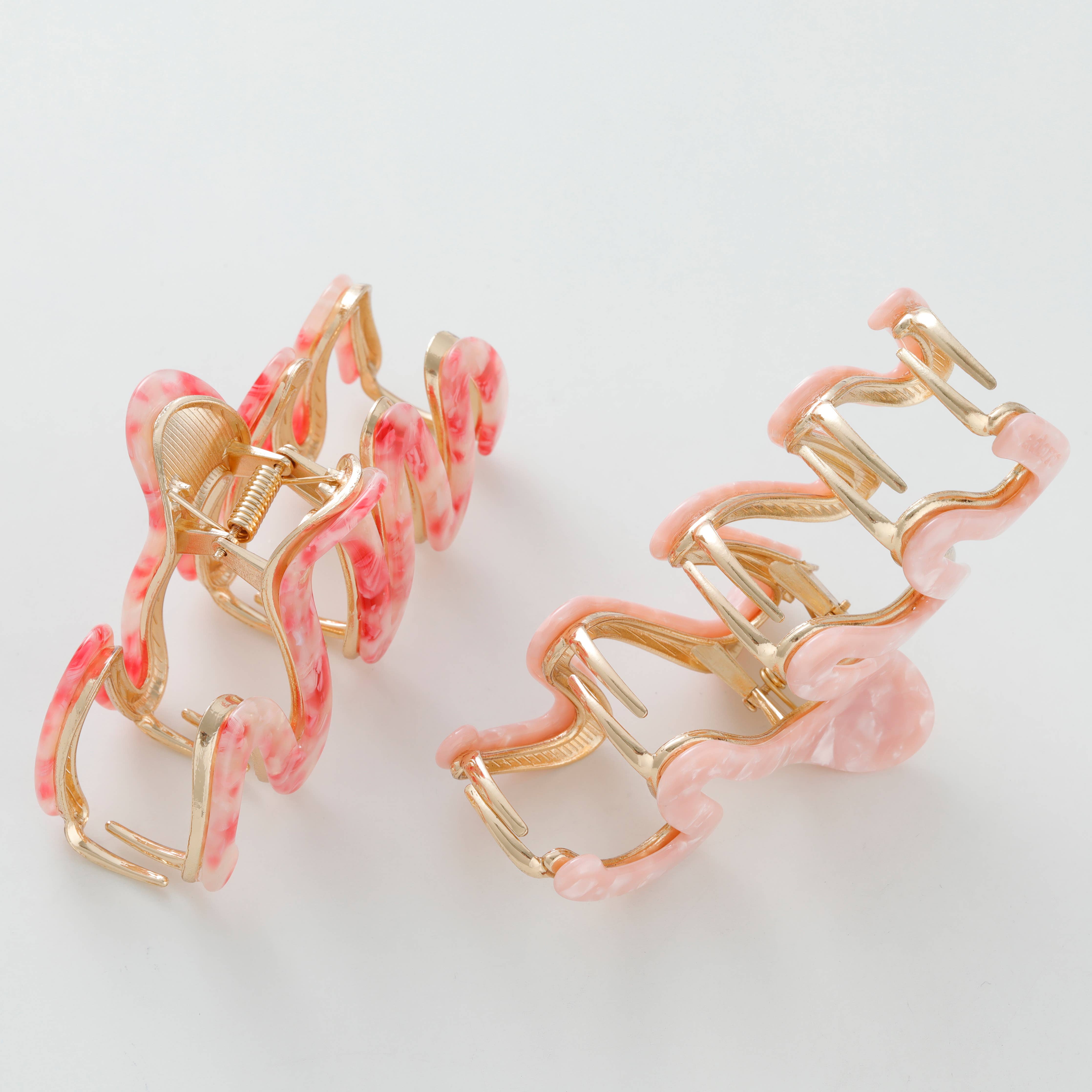 Willow Rosé | Large Squiggle Metal Claw Clip-Misc Accessories-Happy on Main