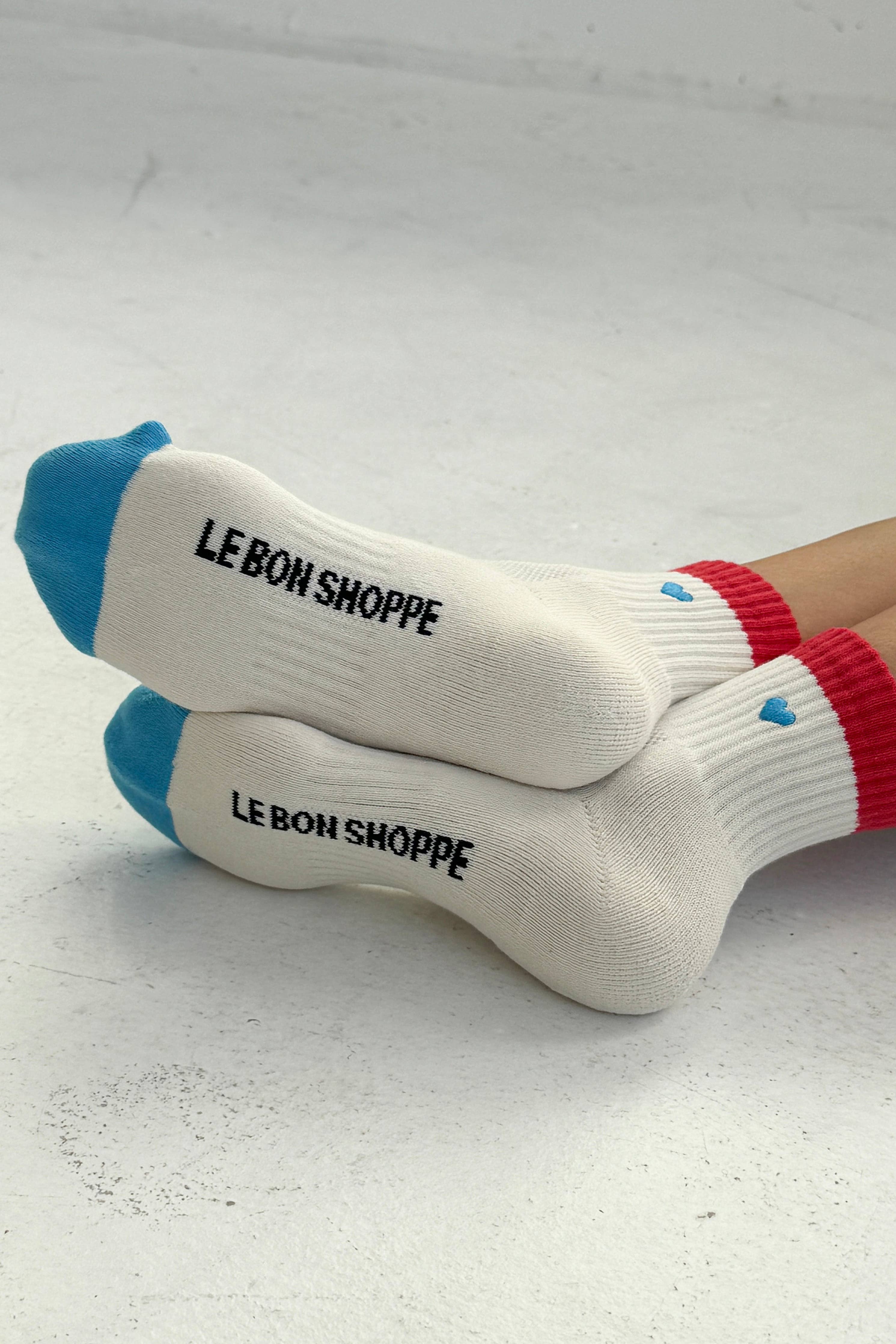 Embroidered Color Block Girlfriend Socks (wholesale)-Le Bon Shoppe-Happy on Main