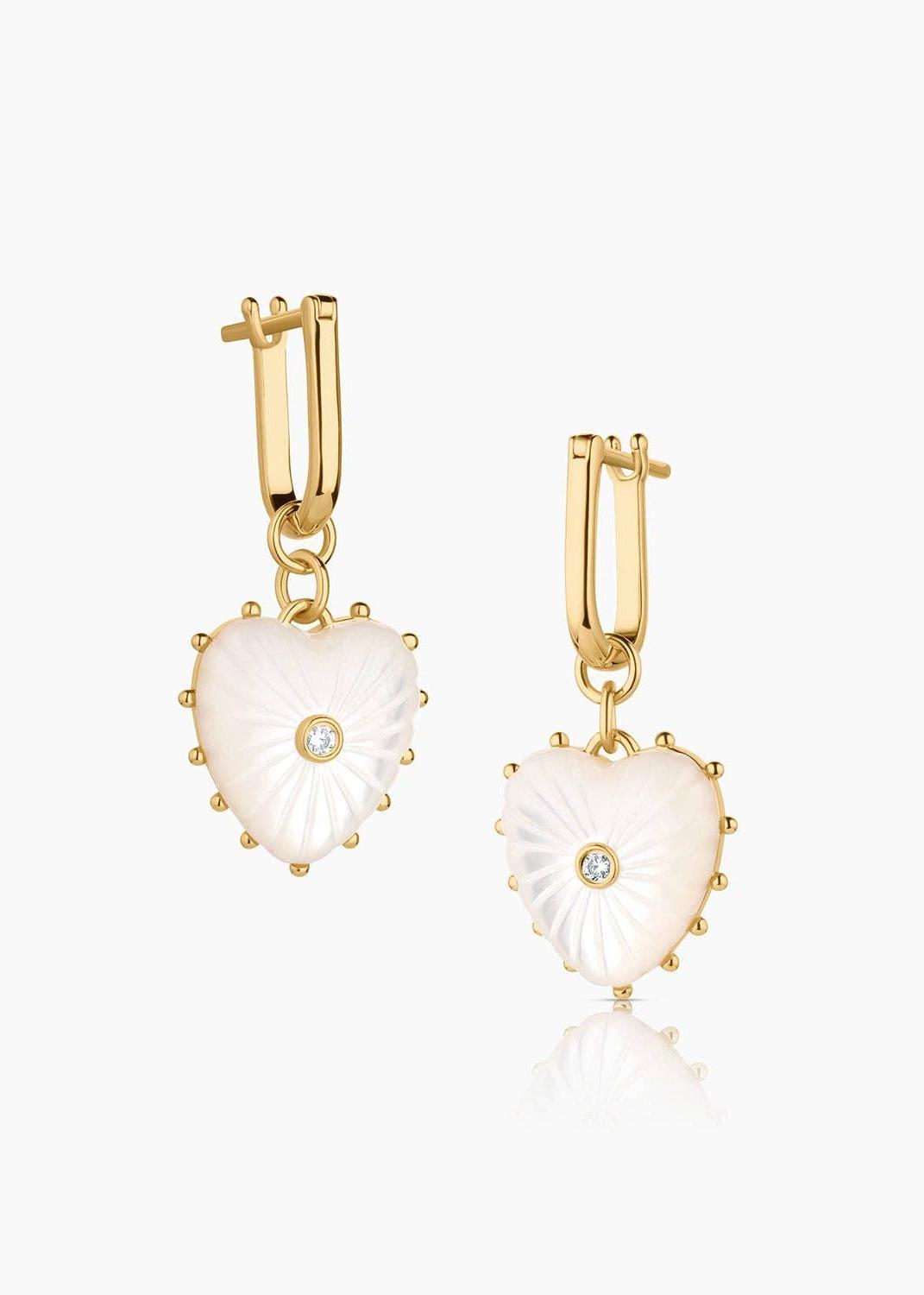 Isabel Mother of Pearl Heart Earrings-Everyday Jewelry-Happy on Main