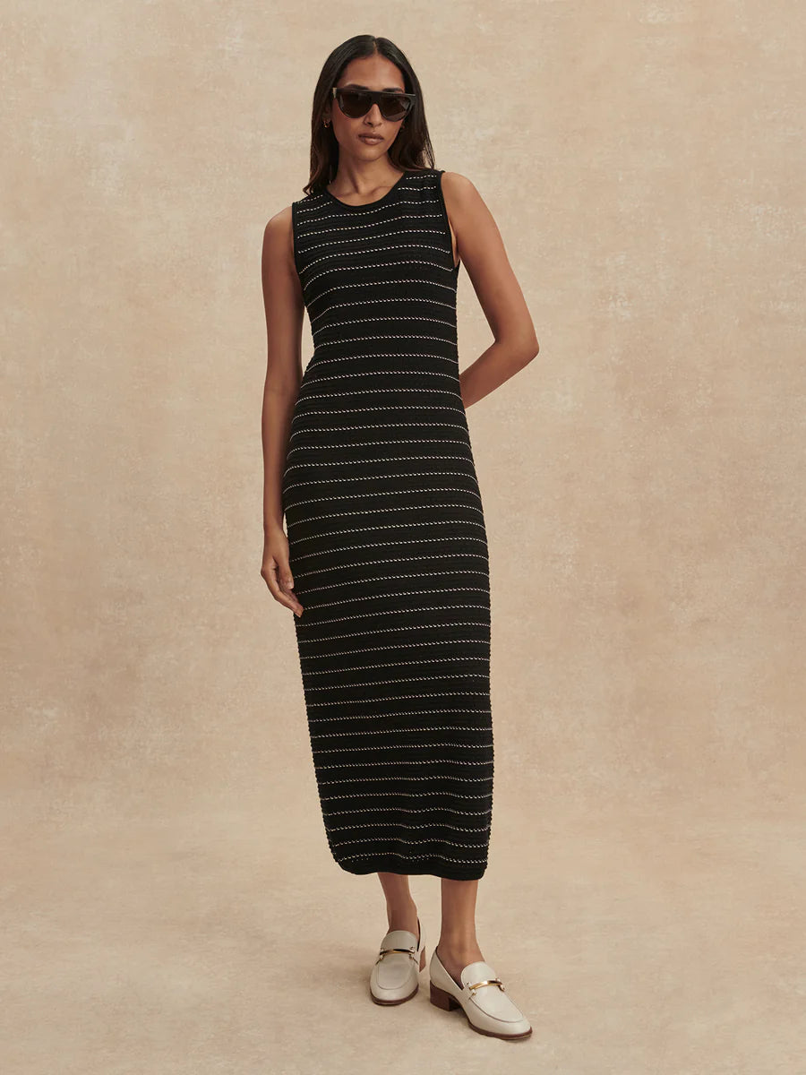 Beesley Stitch Knit Midi Dress - Black-Varley-Happy on Main