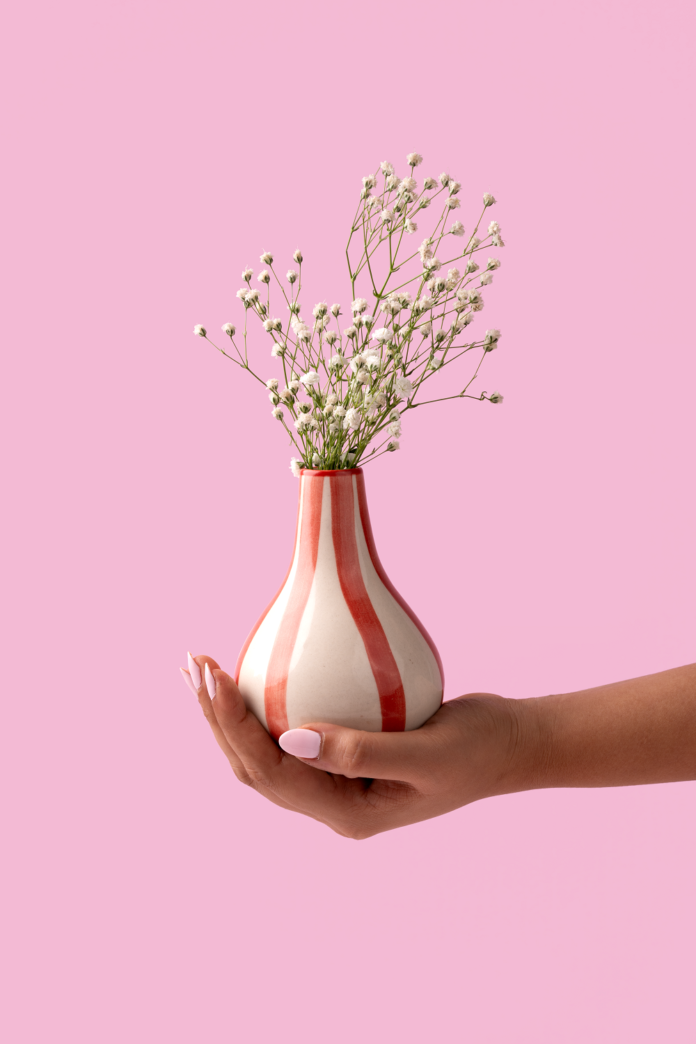 Ceramic Stripe bud vase, Red- 3.5 x 3.5 x 4.75 Inches-Home Decor-Happy on Main
