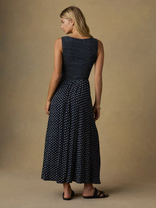Sophia Smocked Dress - Navy Lotus Floral-Faherty-Happy on Main
