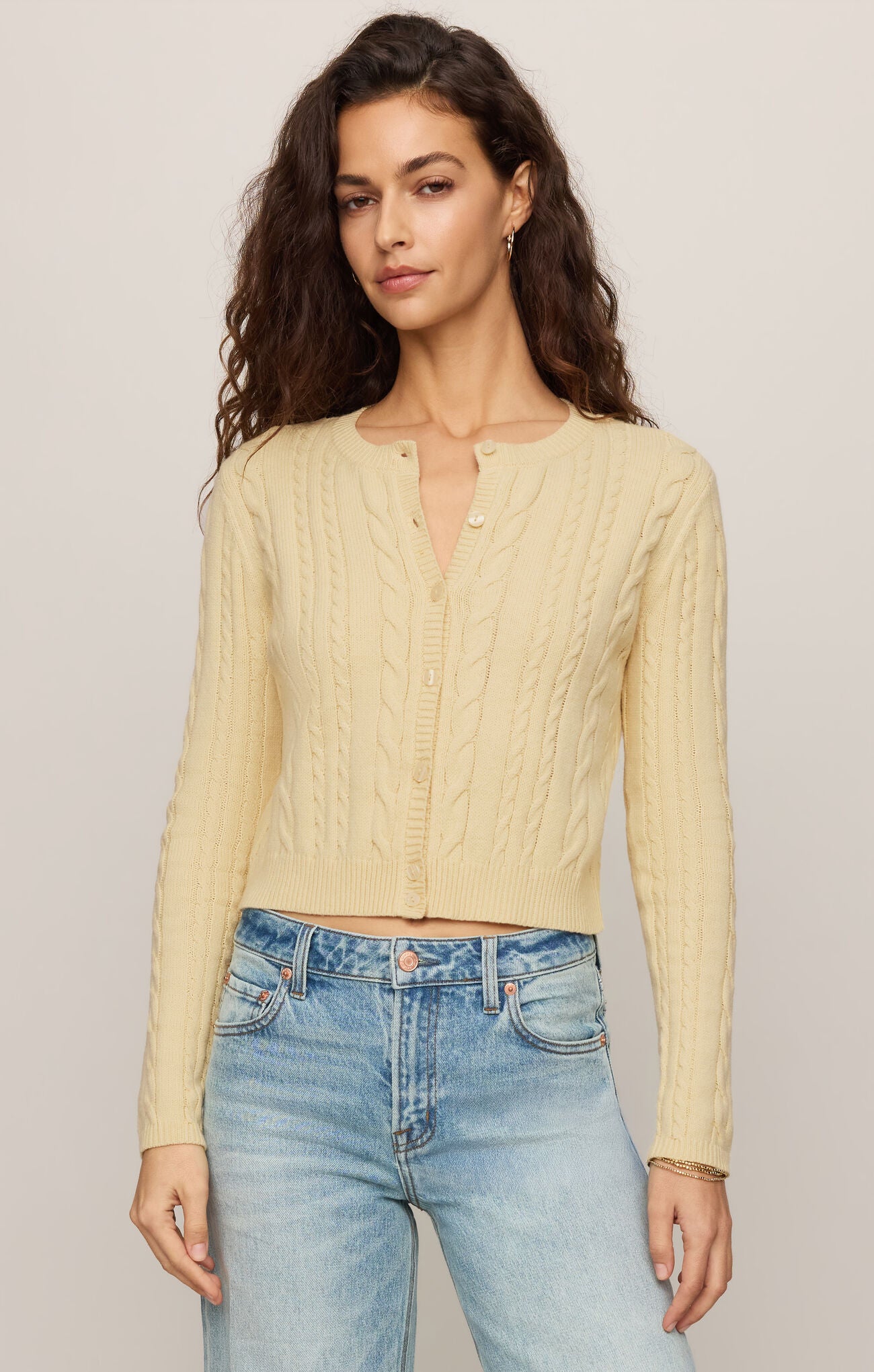 Cera Long Sleeve Cardigan - Lemon Chiffon-Z Supply-Happy on Main