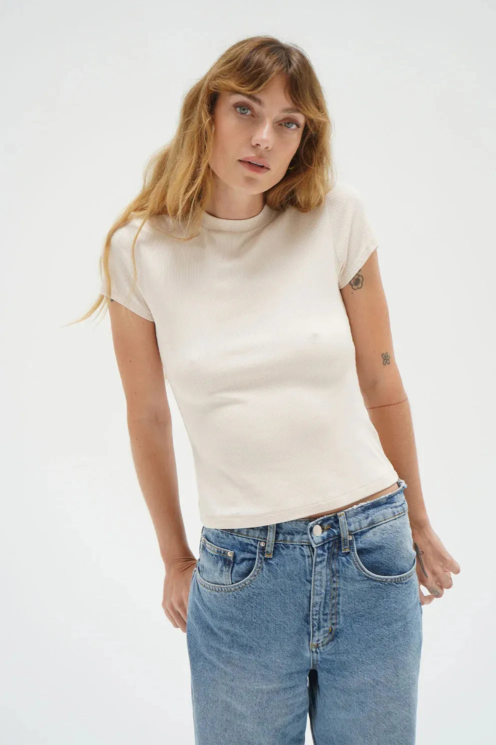 Fitted Ribbed Crew-Casual Tops-Happy on Main