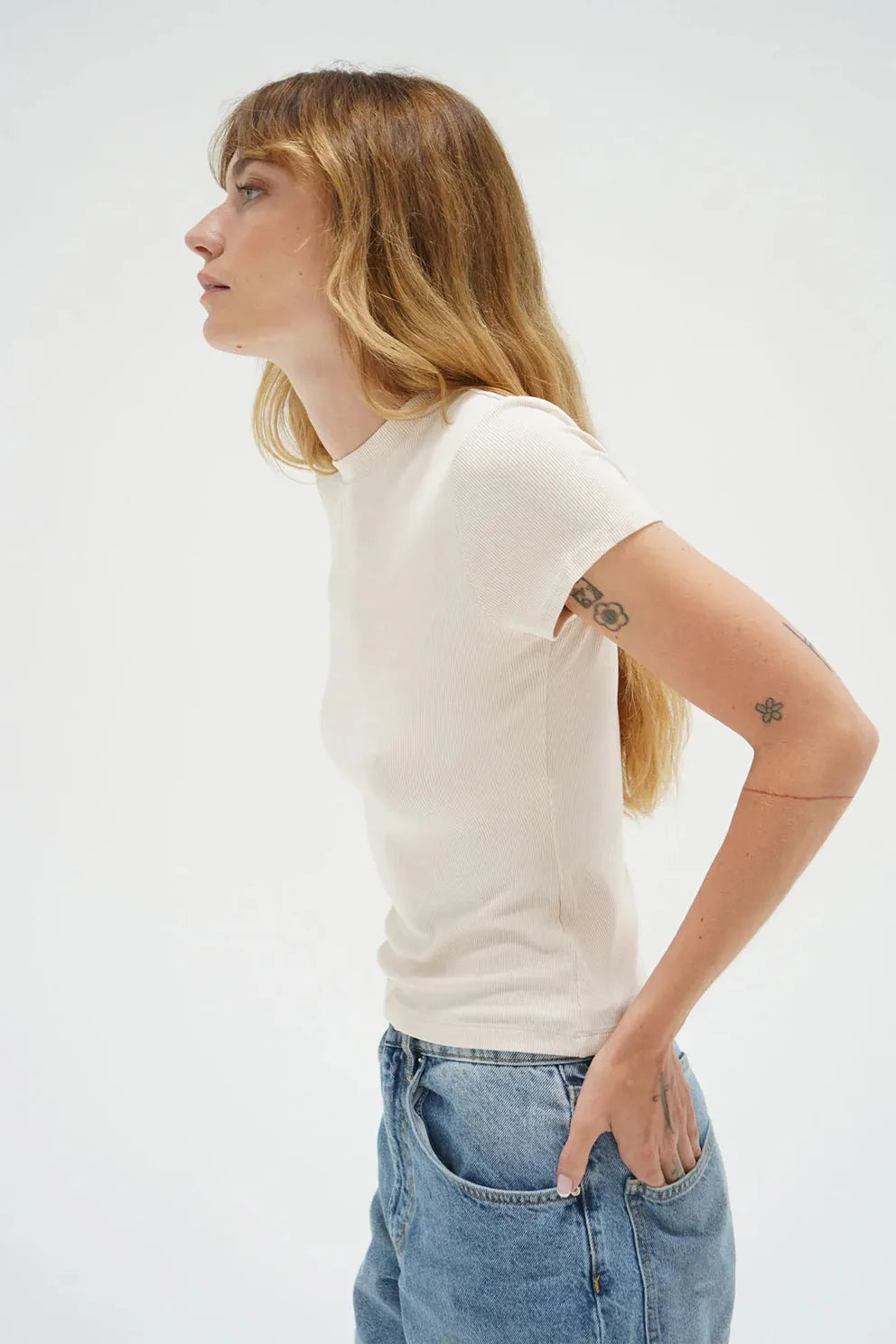 Fitted Ribbed Crew-Casual Tops-Happy on Main