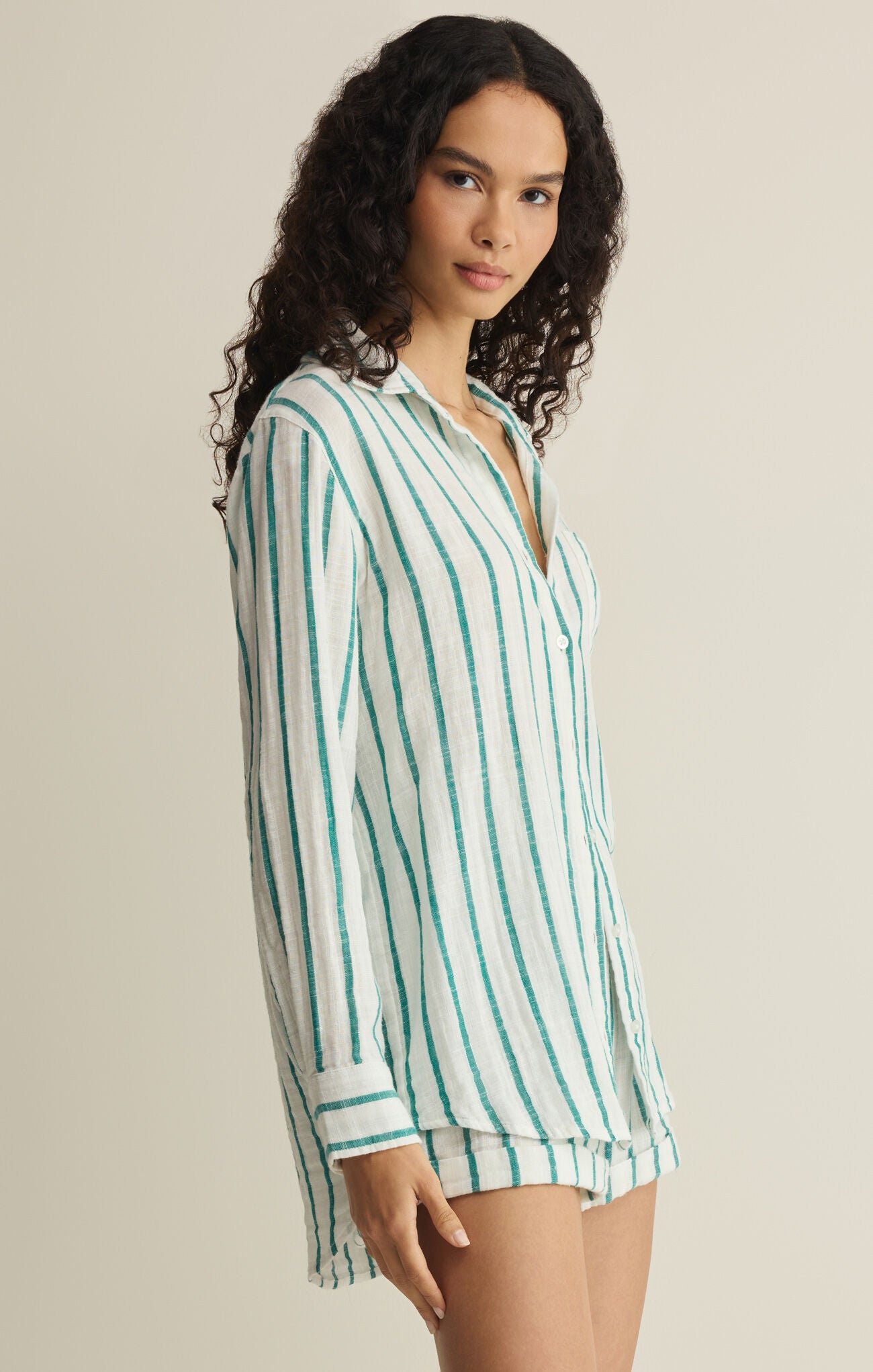 SATURDAYS STRIPE SHIRT - RAINFOREST-Z Supply-Happy on Main