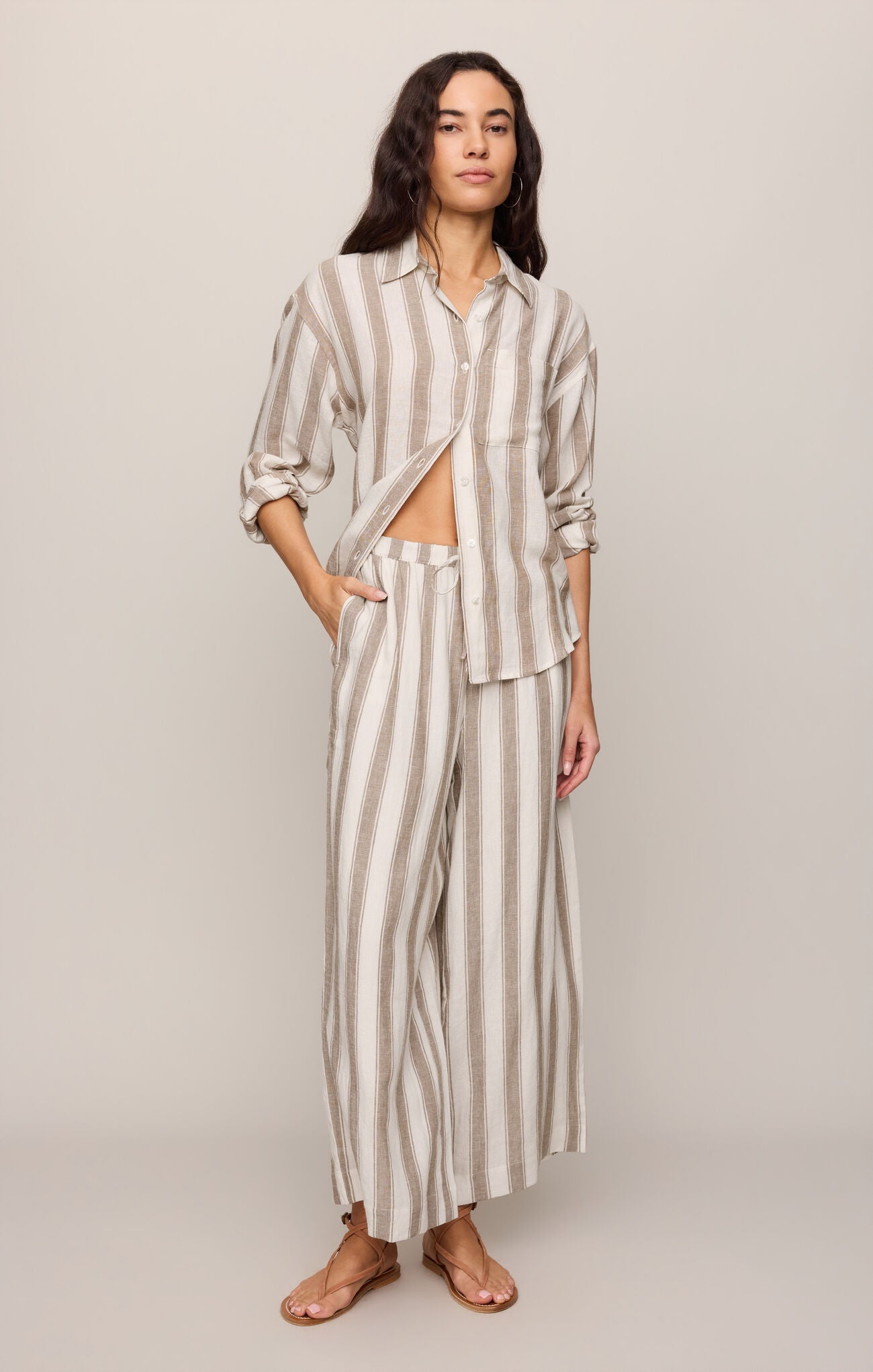 The Perfect Striped Pant - Light Toffee-Z Supply-Happy on Main