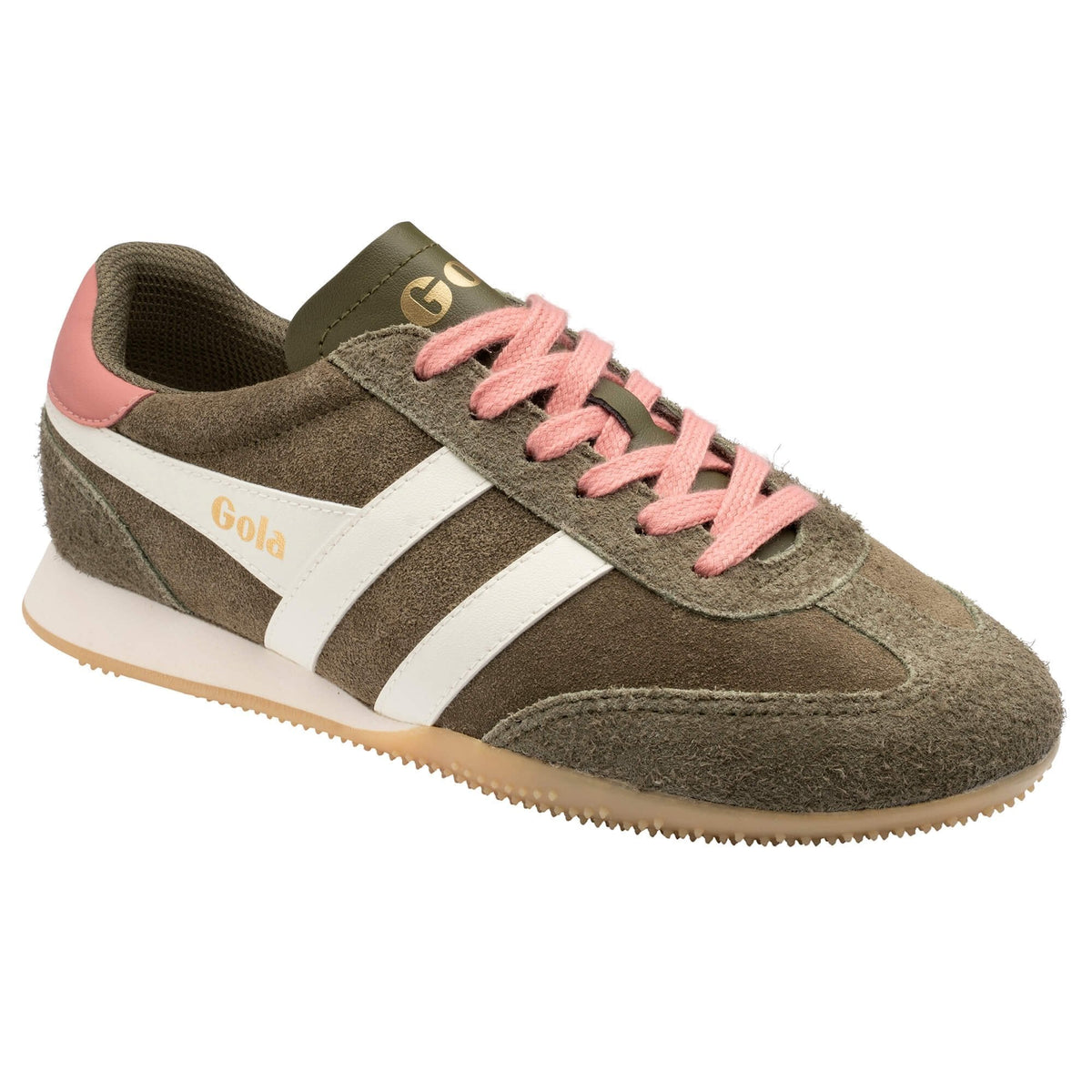 Women's Sprinter Suede Sneaker - Khaki/Off White/Coral Pink