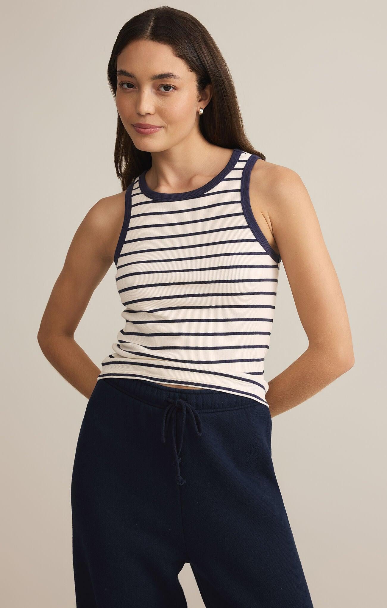 Hadley Striped Tank-Basic Tanks + Tees-Happy on Main