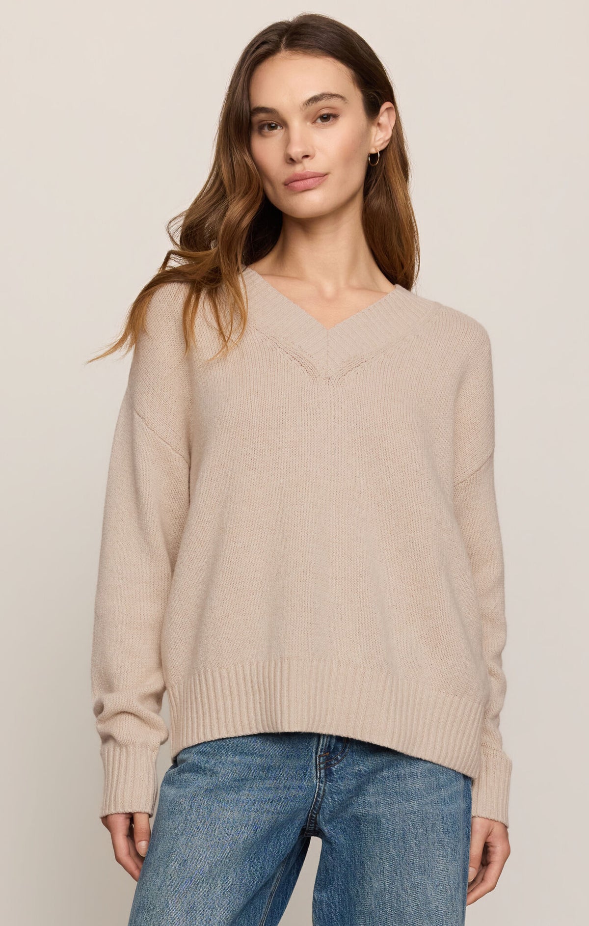 Cloud Spun V-Neck Sweater - Frosted Pearl-Z Supply-Happy on Main