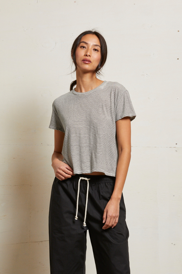 Harley Stripe Cotton Boxy Crew Tee-Basic Tanks + Tees-Happy on Main