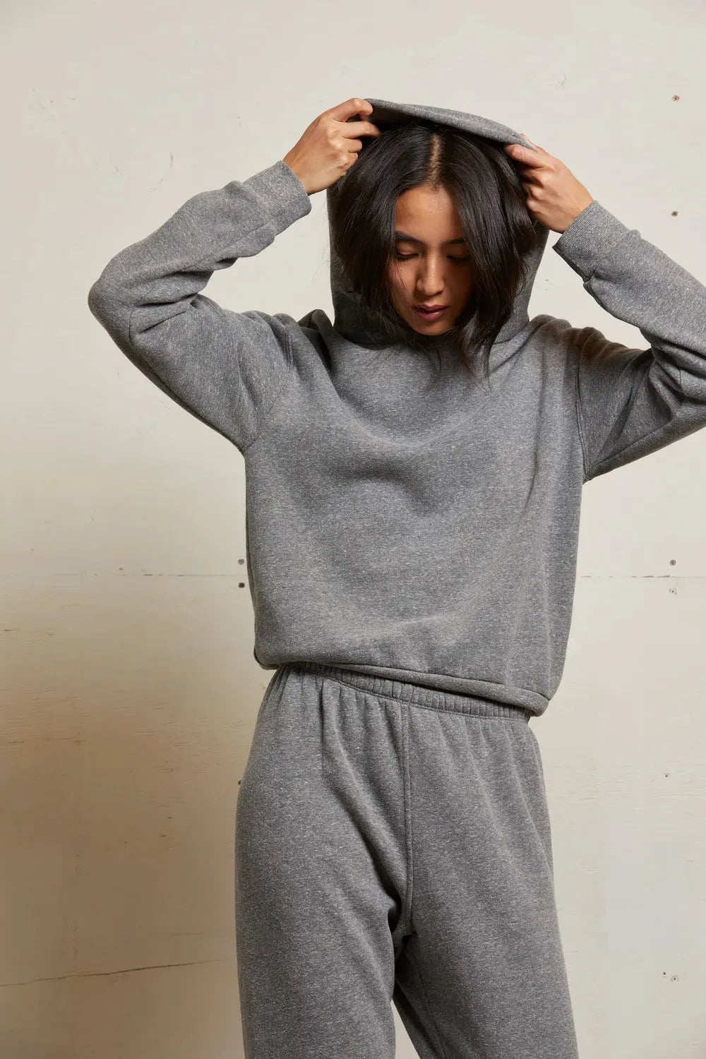 Heart Fleece Pullover Hoodie - Dark Heather Grey-perfectwhitetee-Happy on Main