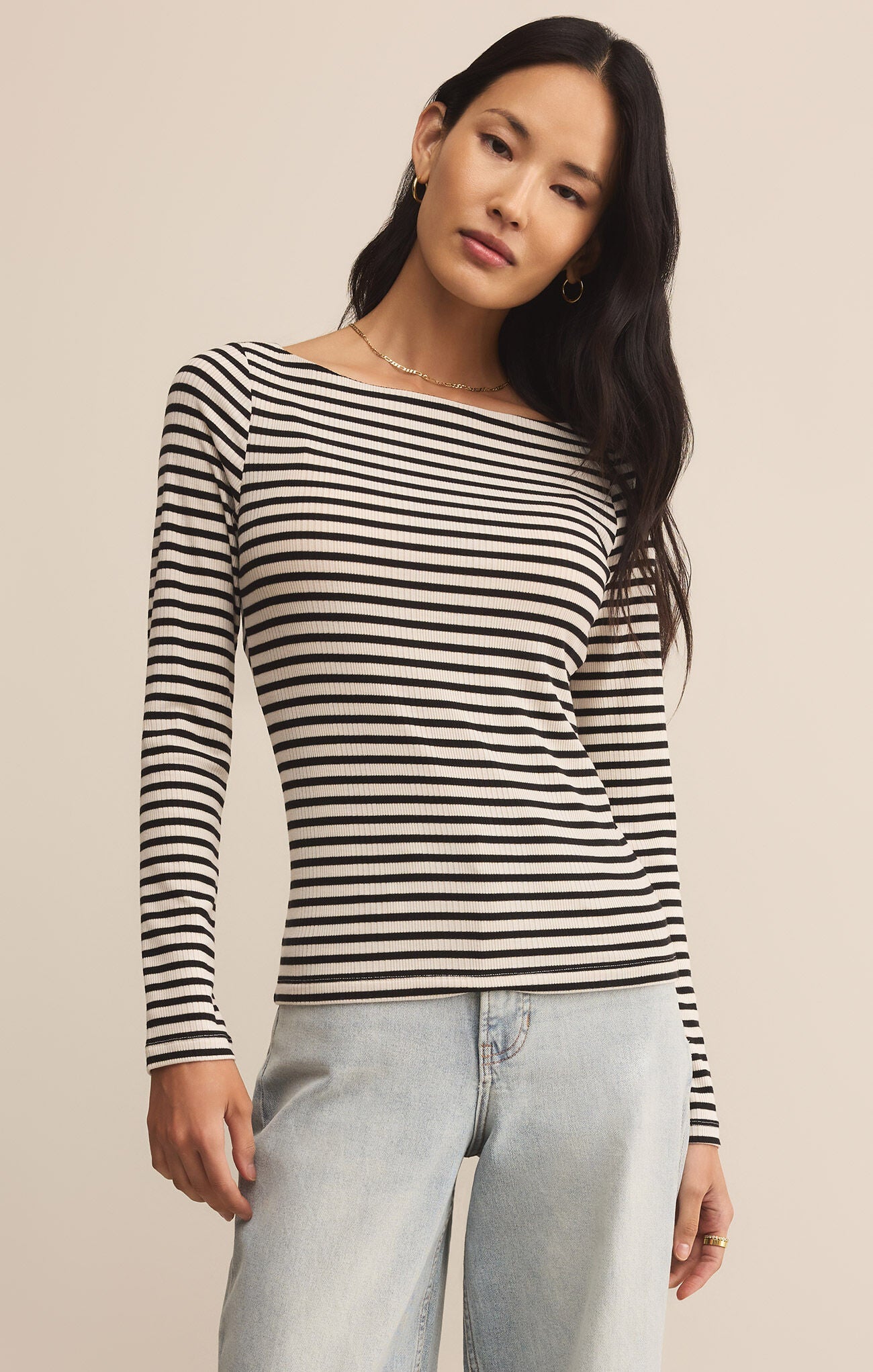 Pristine Striped Tee-Basic Tanks + Tees-Happy on Main