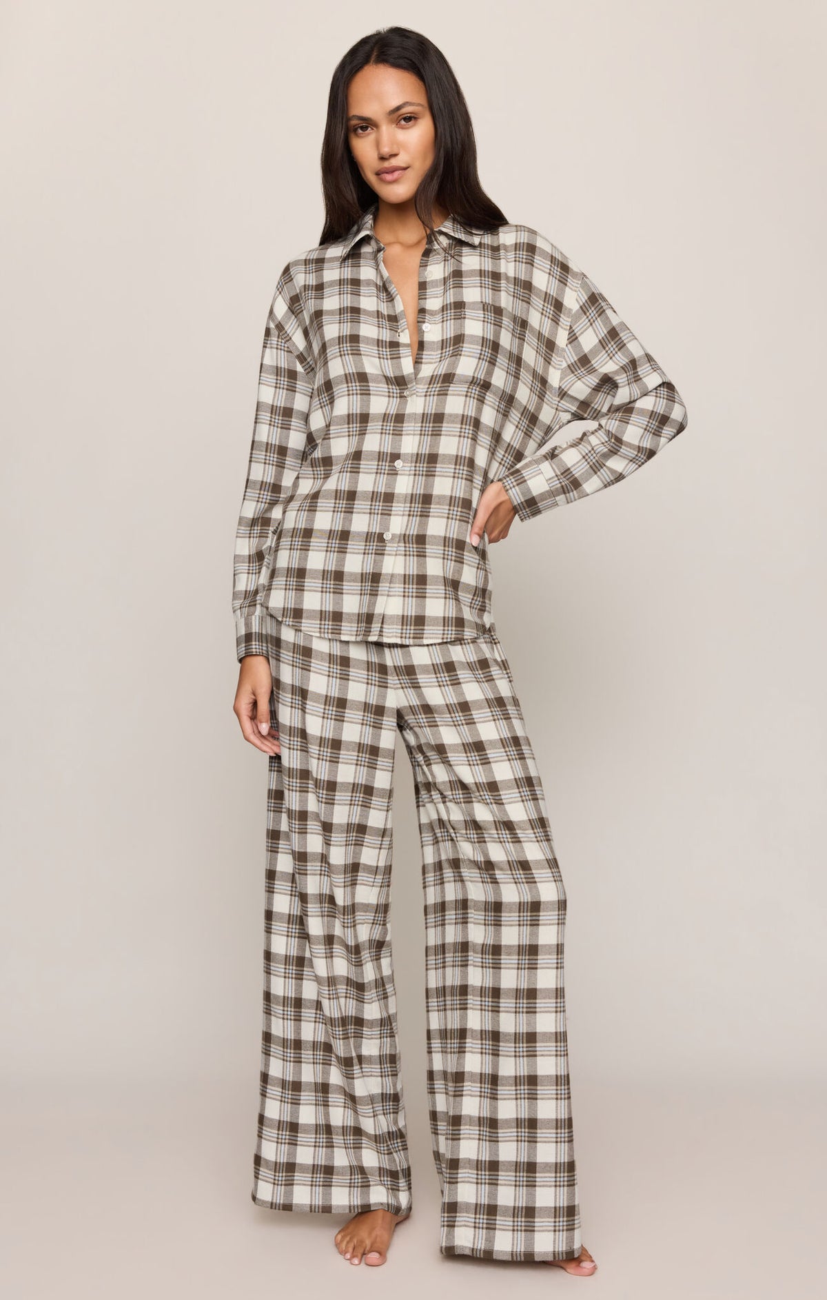 Better off Plaid Pant - Cocoa Bean-Z Supply-Happy on Main