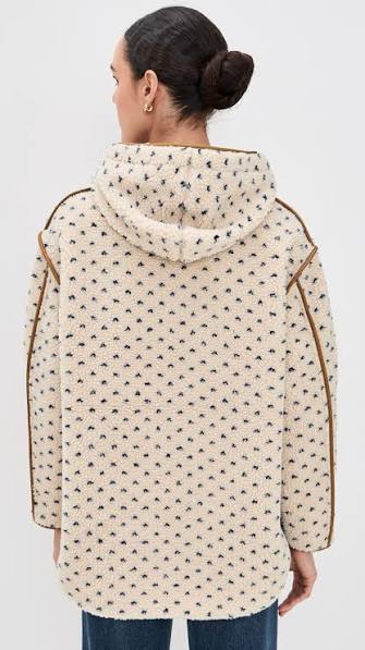 Hooded Sherpa Jacket - Ivory/Blue Birdseye-Marea-Happy on Main