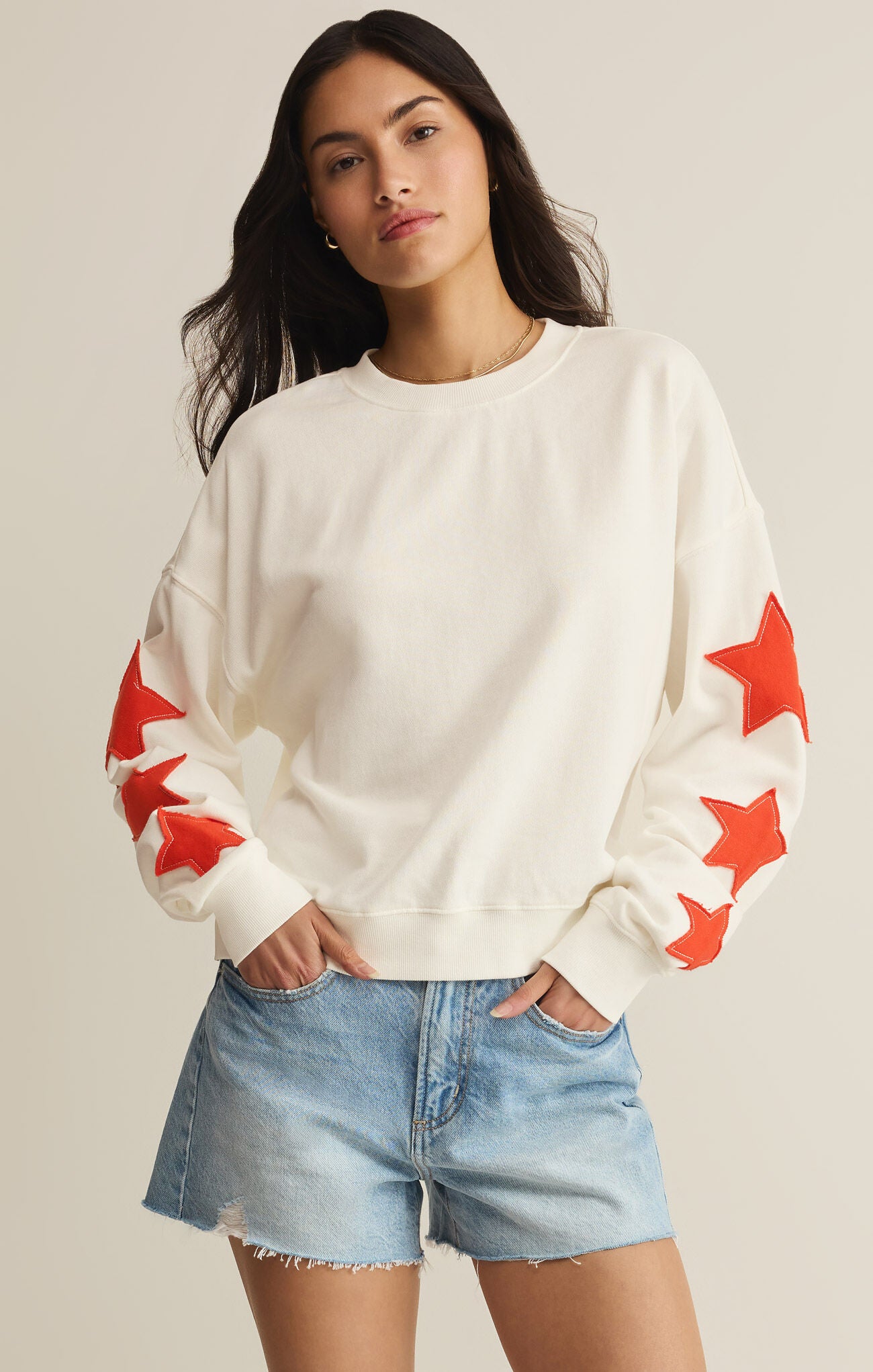 Stars First Date Sweatshirt - Sea Salt-Z Supply-Happy on Main