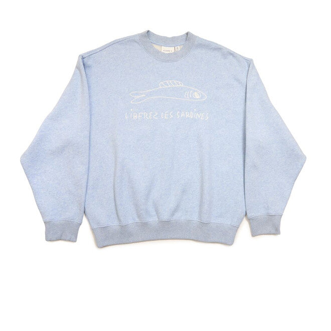 Oversized Sweatshirt - Liberez Les Sardines - Heather Blue-Clare V.-Happy on Main