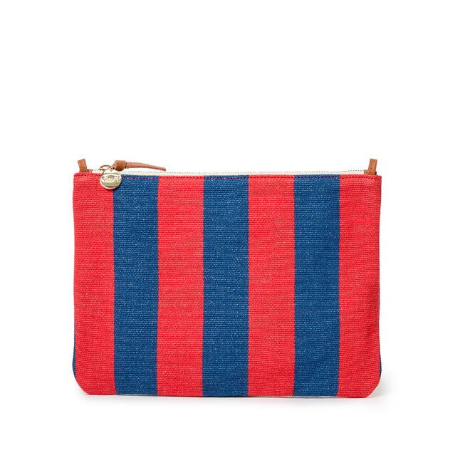 Flat Clutch with Tabs - Poppy/French Blue-Clare V.-Happy on Main